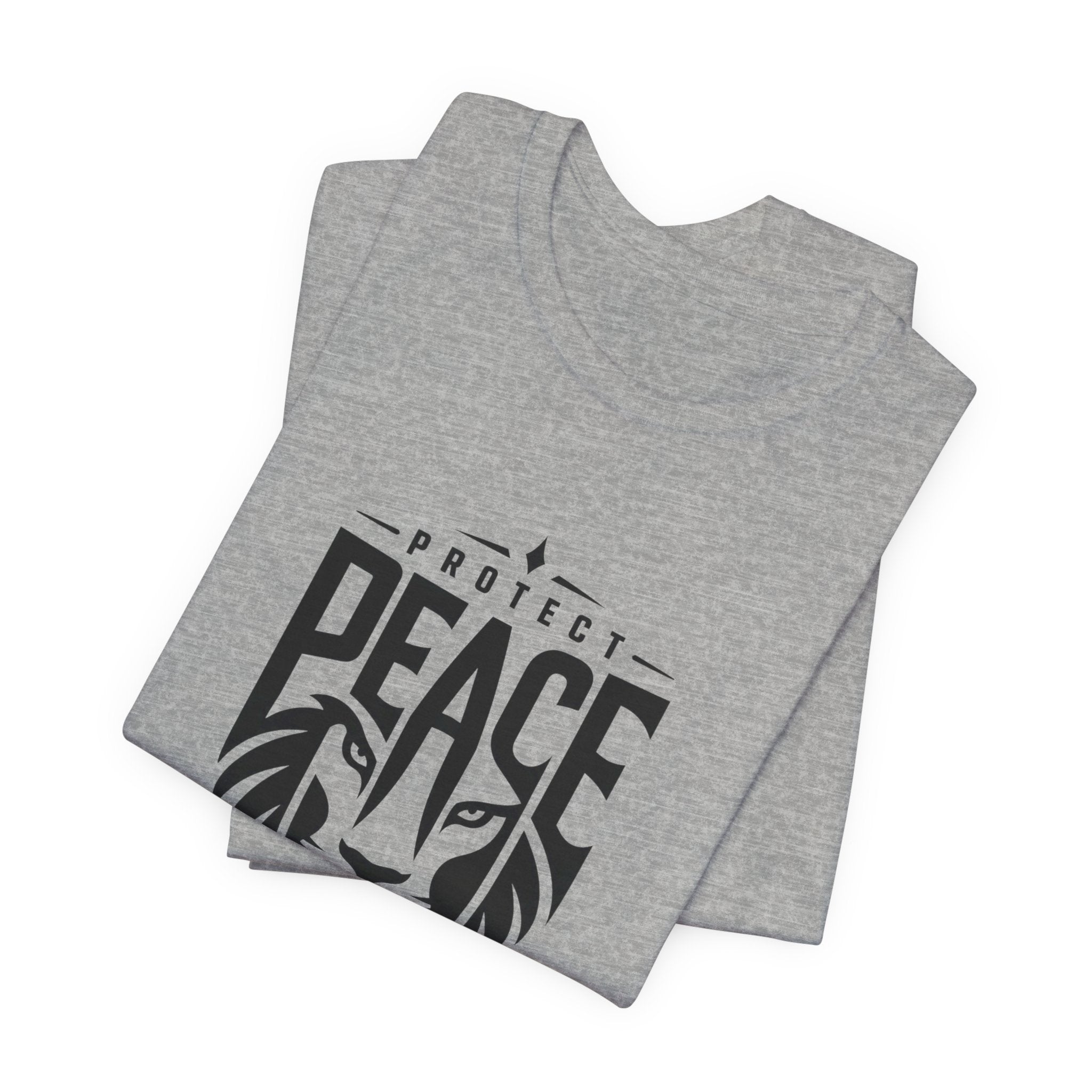 Protect Peace Lion T-Shirt — Graphic Tee with Lion Shield Design