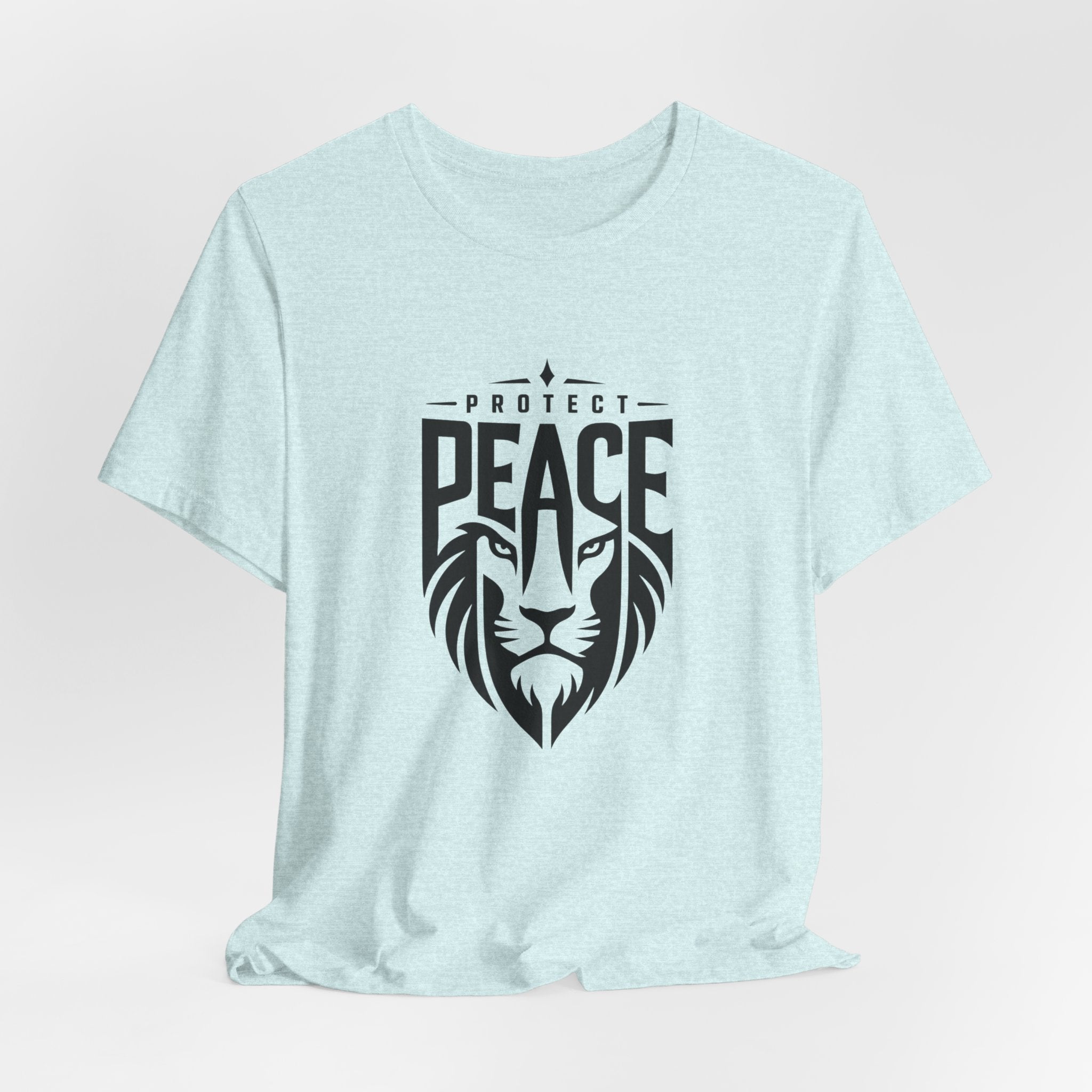 Protect Peace Lion T-Shirt — Graphic Tee with Lion Shield Design