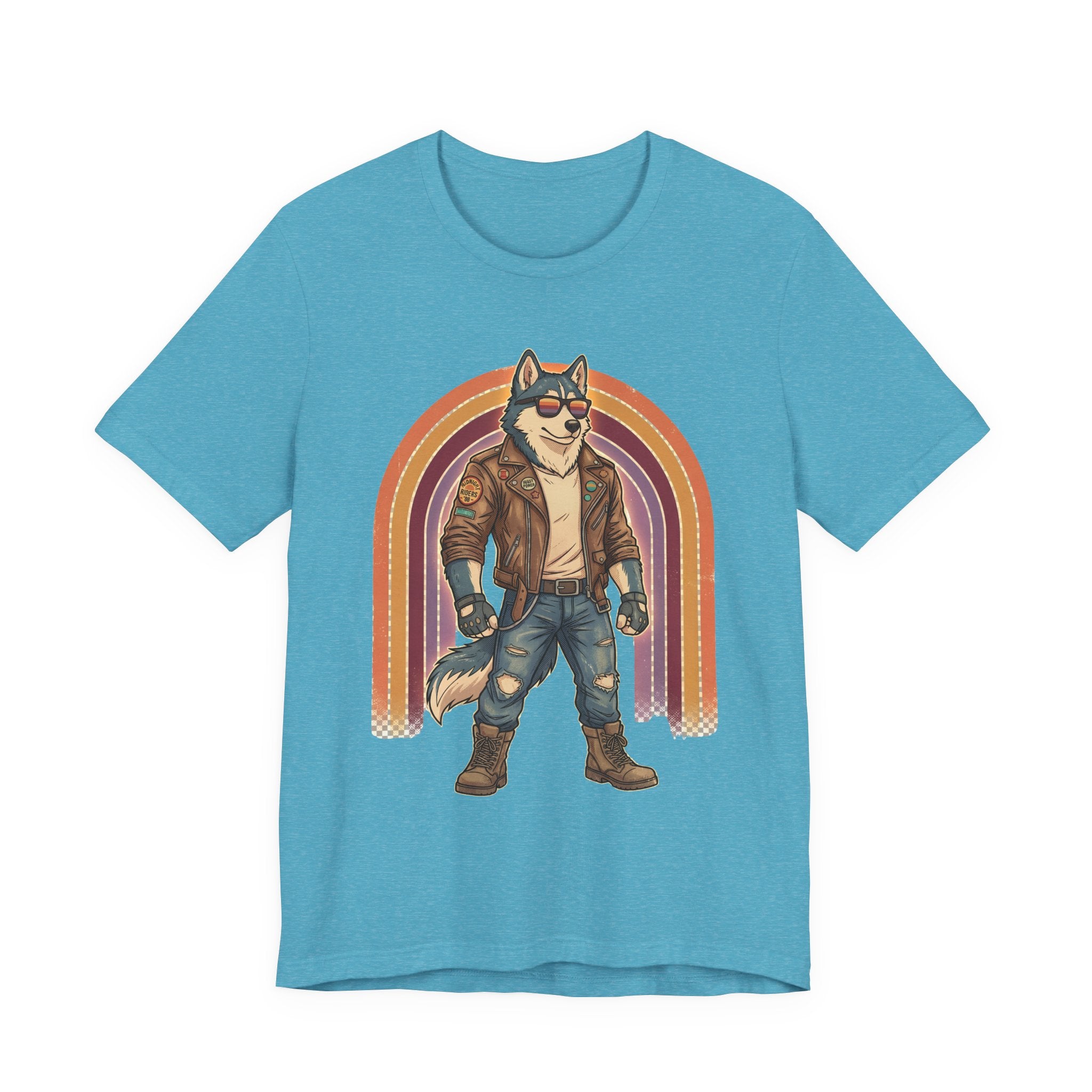 Retro Biker Husky T-Shirt — Cool Dog in Leather Jacket Graphic Tee