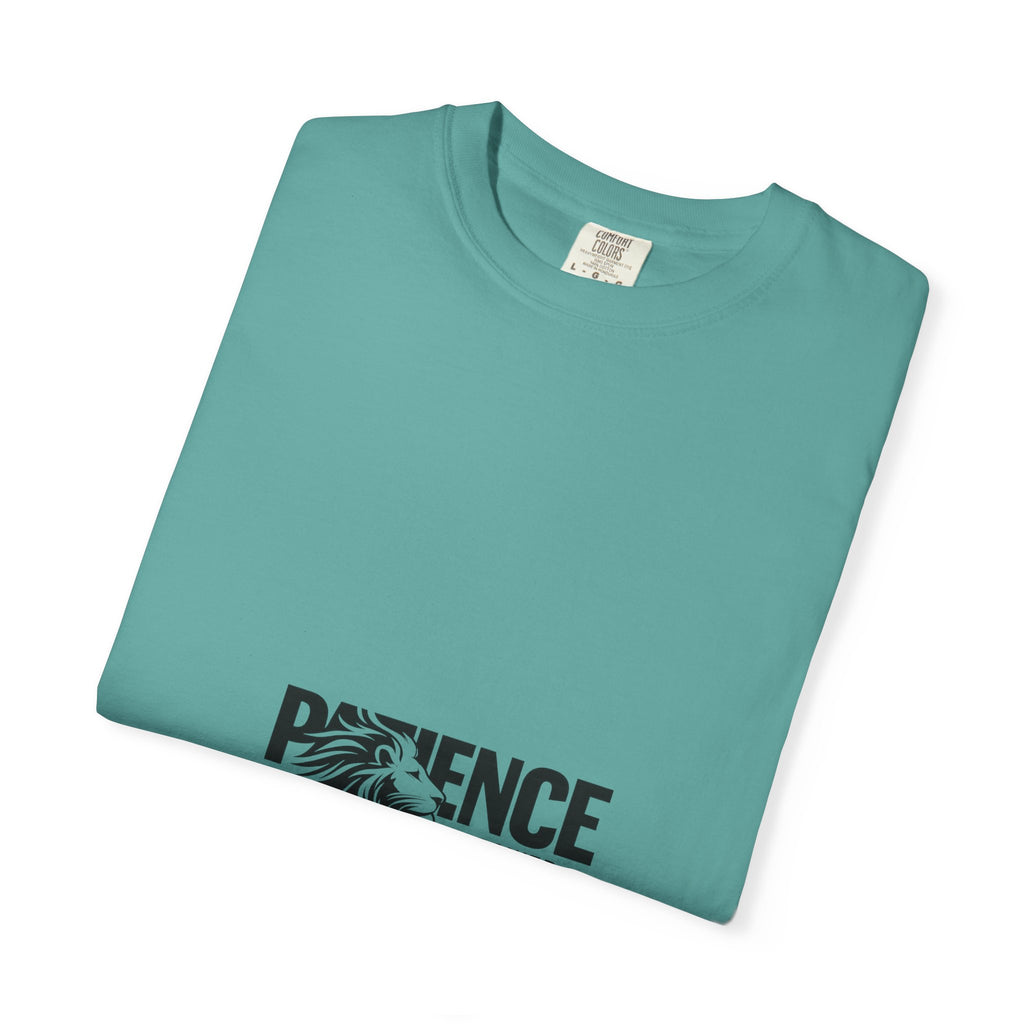 Patience Is Power T‑Shirt — Lion Graphic Inspirational Tee