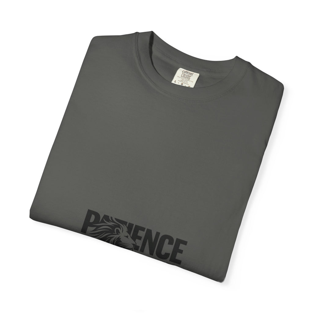 Patience Is Power T‑Shirt — Lion Graphic Inspirational Tee