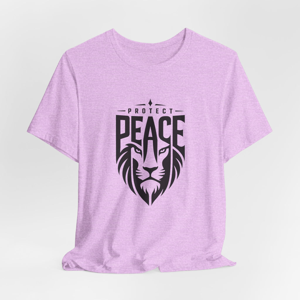 Protect Peace Lion T-Shirt — Graphic Tee with Lion Shield Design