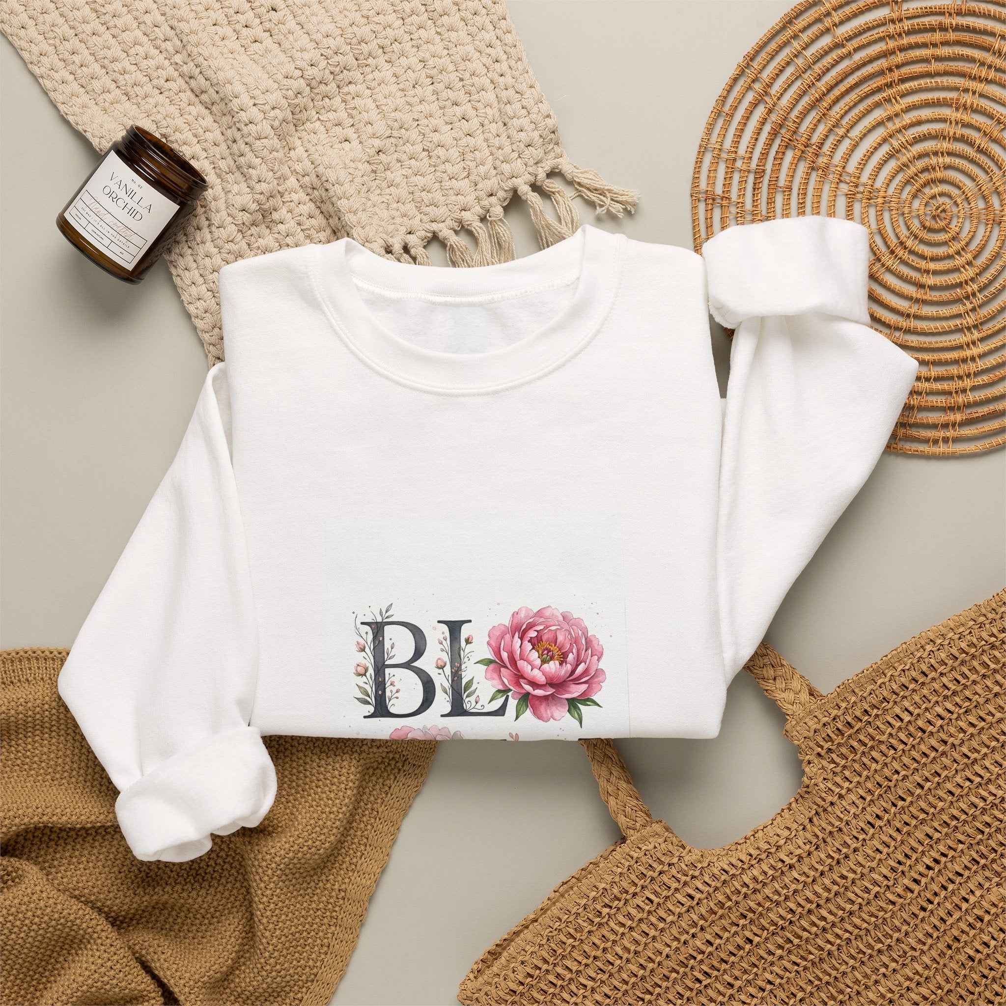 Bloom Floral Crewneck Sweatshirt – 'BLOOM' Peony Graphic