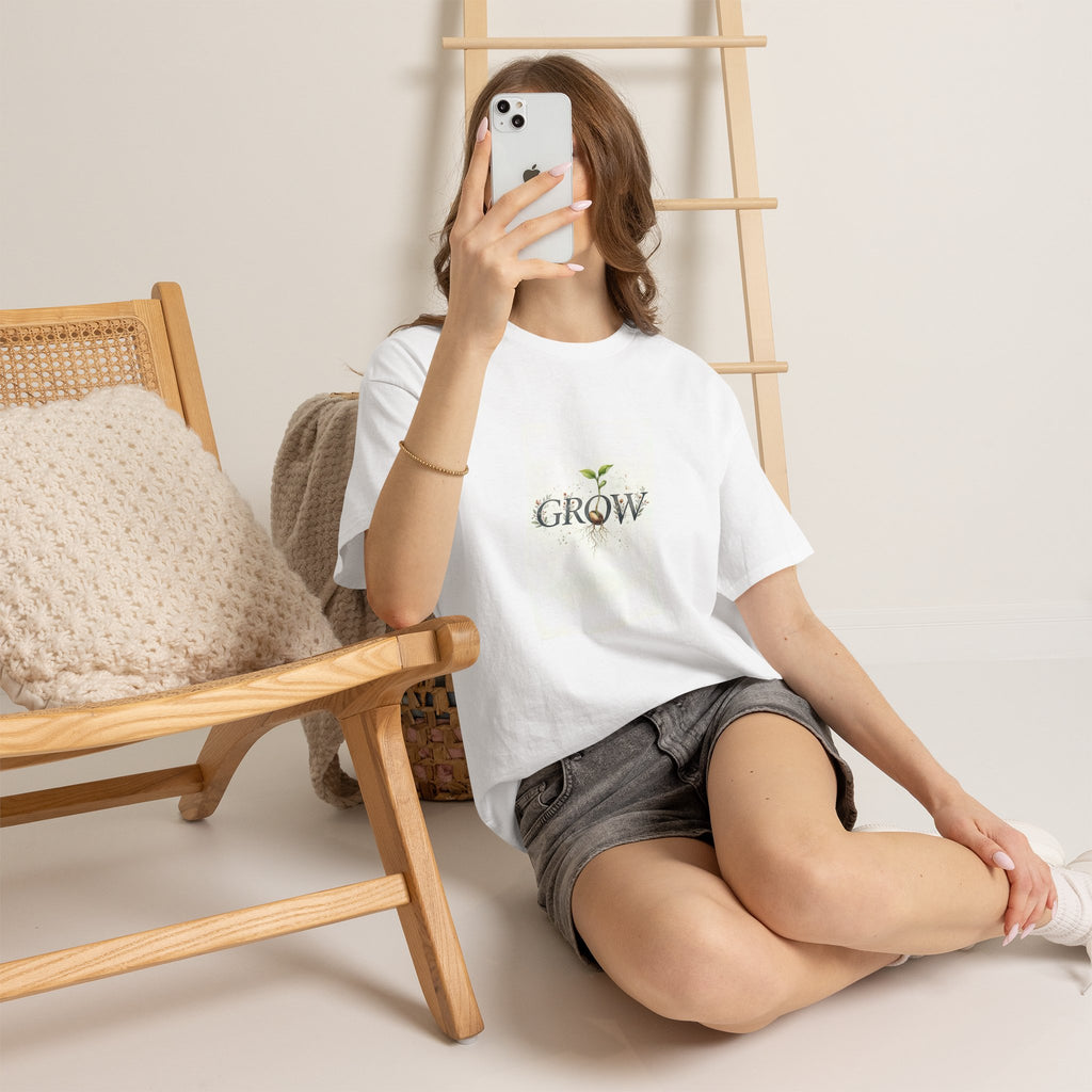 Grow Plant Tee — Botanical 'GROW' Sprout Graphic T-Shirt