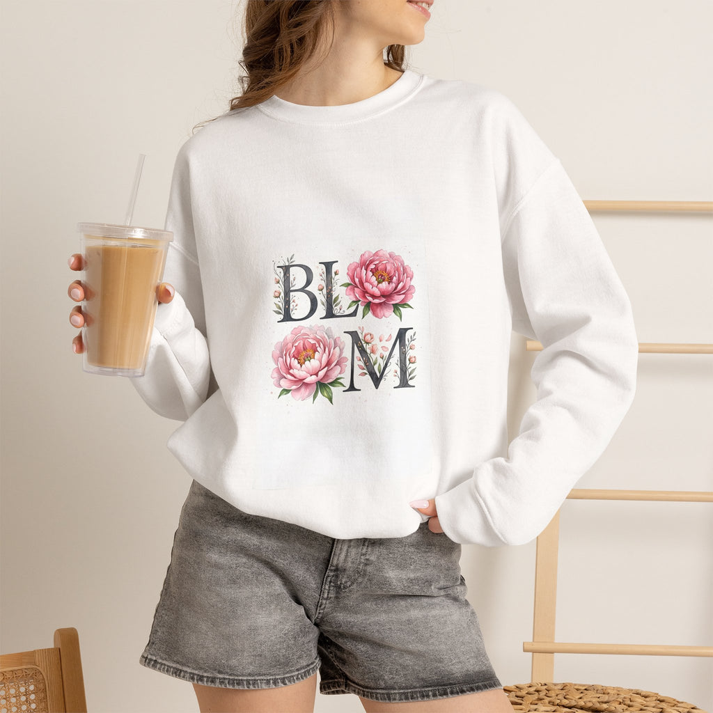 Bloom Floral Crewneck Sweatshirt – 'BLOOM' Peony Graphic