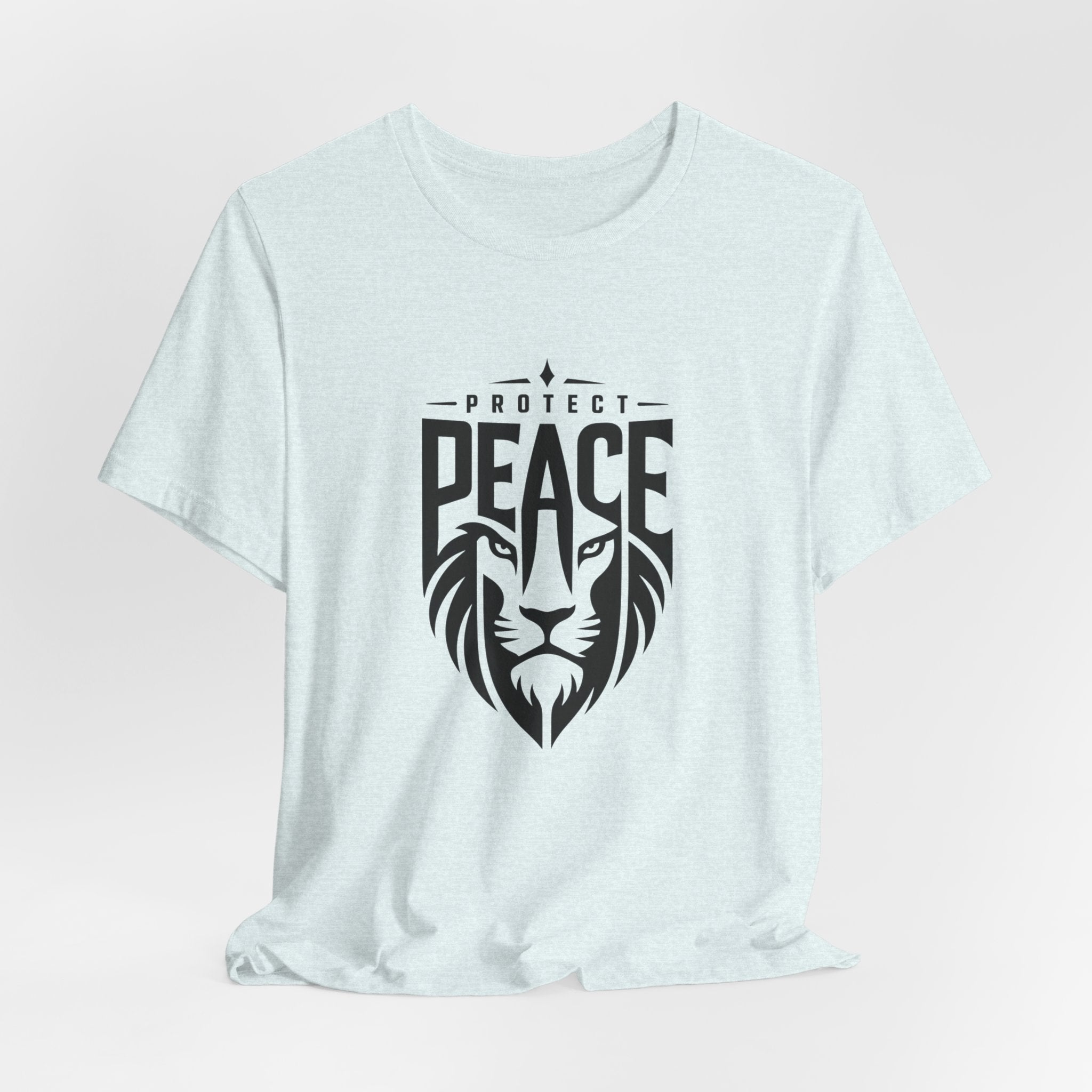 Protect Peace Lion T-Shirt — Graphic Tee with Lion Shield Design