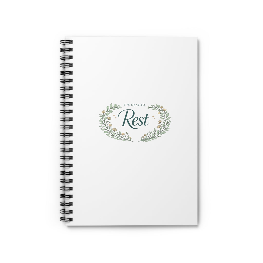 Rest Floral Spiral Notebook — "It's Okay to Rest" Ruled Journal for Self-Care & Gratitude
