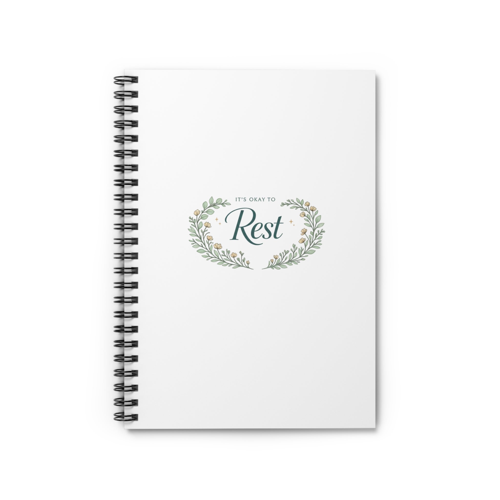 Rest Floral Spiral Notebook — "It's Okay to Rest" Ruled Journal for Self-Care & Gratitude
