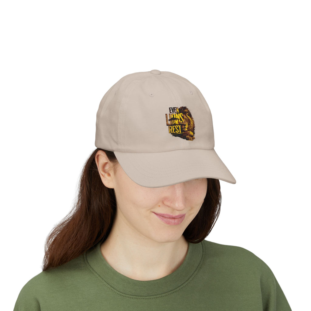 Lion Graphic Dad Cap — "Ever Lifts Rest" Embroidered Baseball Hat