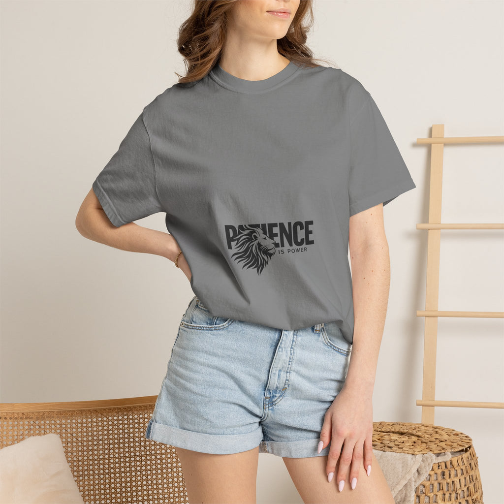 Patience Is Power T‑Shirt — Lion Graphic Inspirational Tee