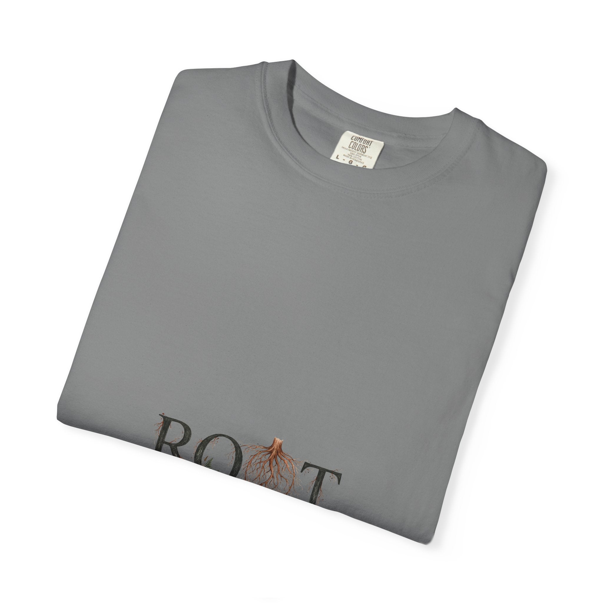 Root Floral Graphic T-Shirt — 'ROOT' Botanical Typography Tee