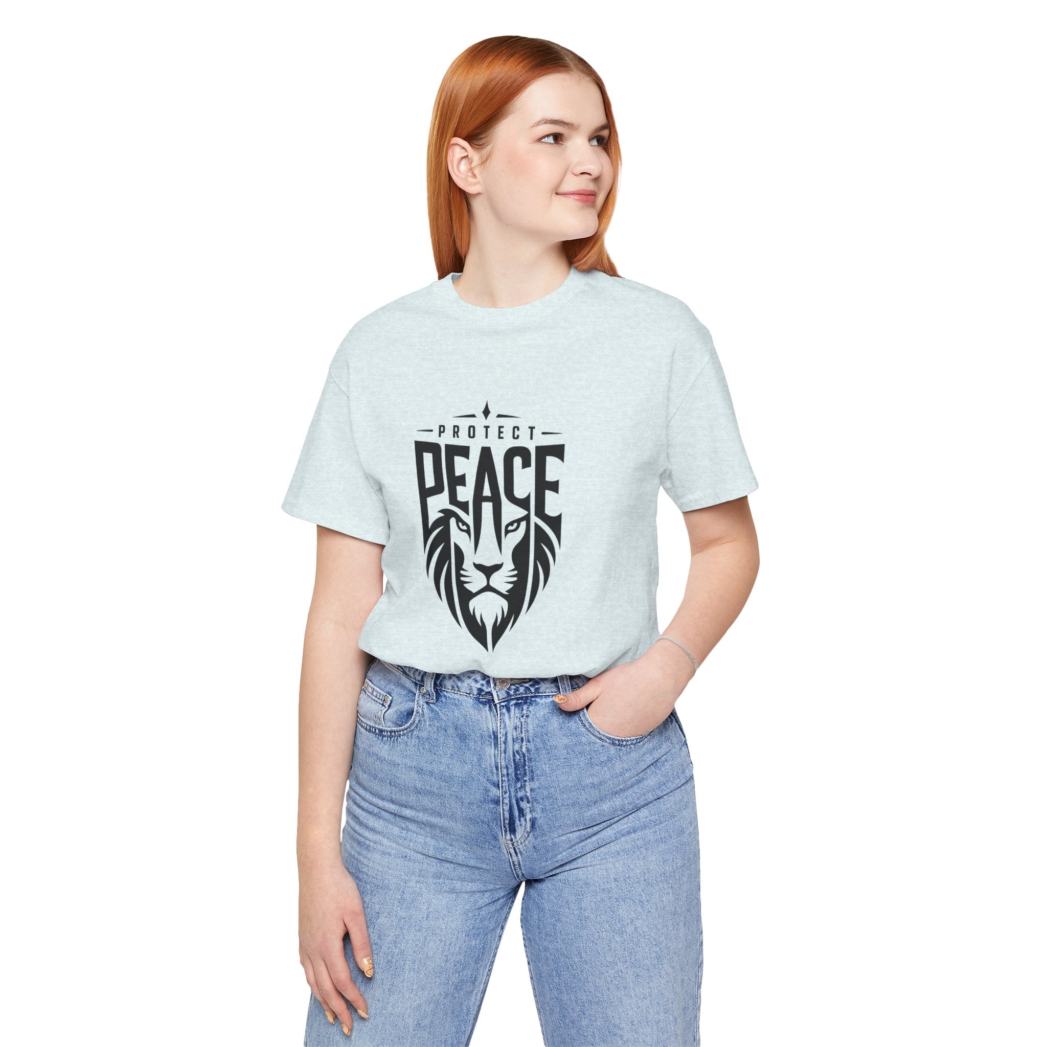 Protect Peace Lion T-Shirt — Graphic Tee with Lion Shield Design