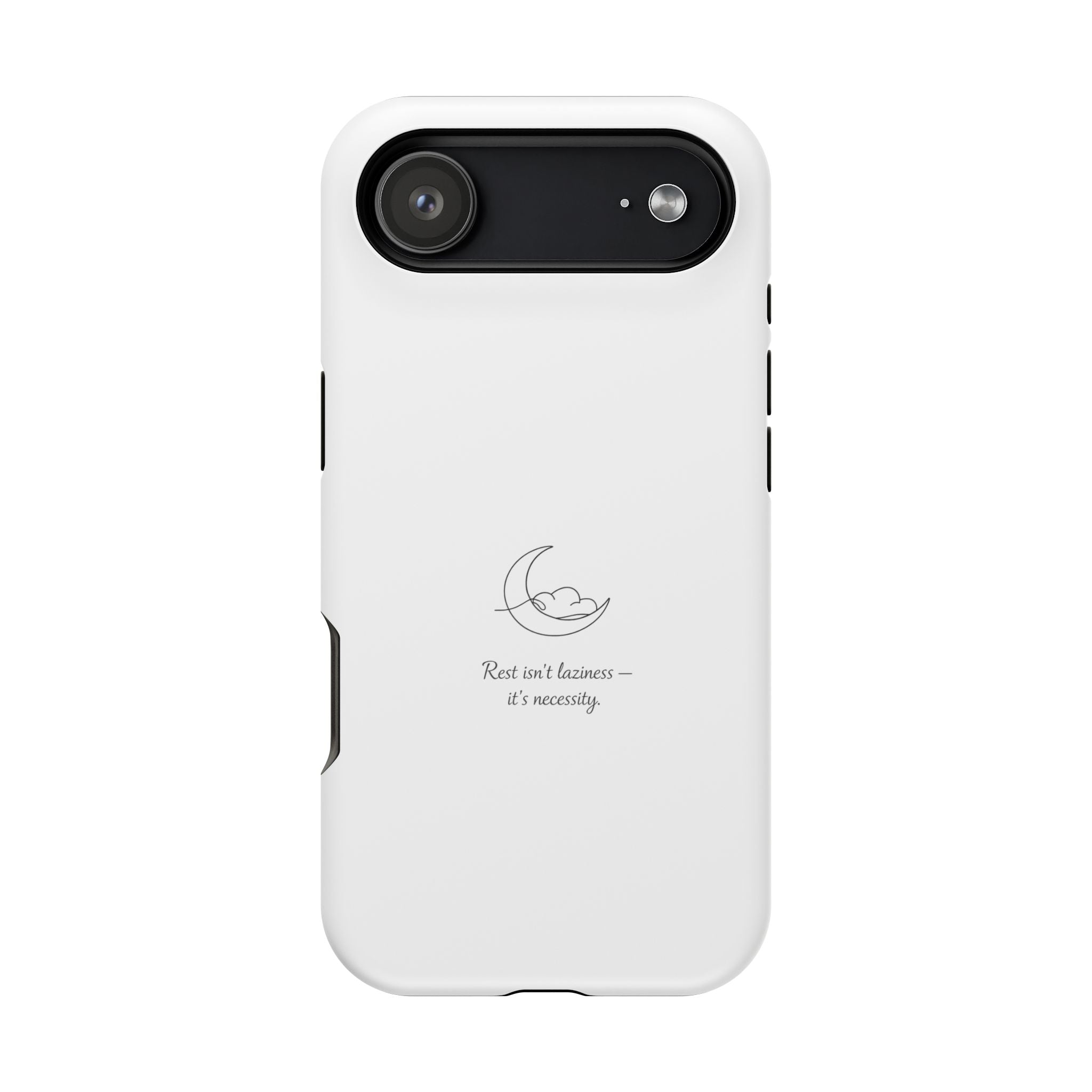 Magnetic Impact-Resistant Phone Case — Minimal Moon & 'Rest ain't business — it's serenity' Design