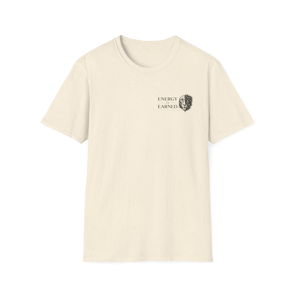 Energy Is Earned T-Shirt — Minimal Lion Graphic Motivational Tee
