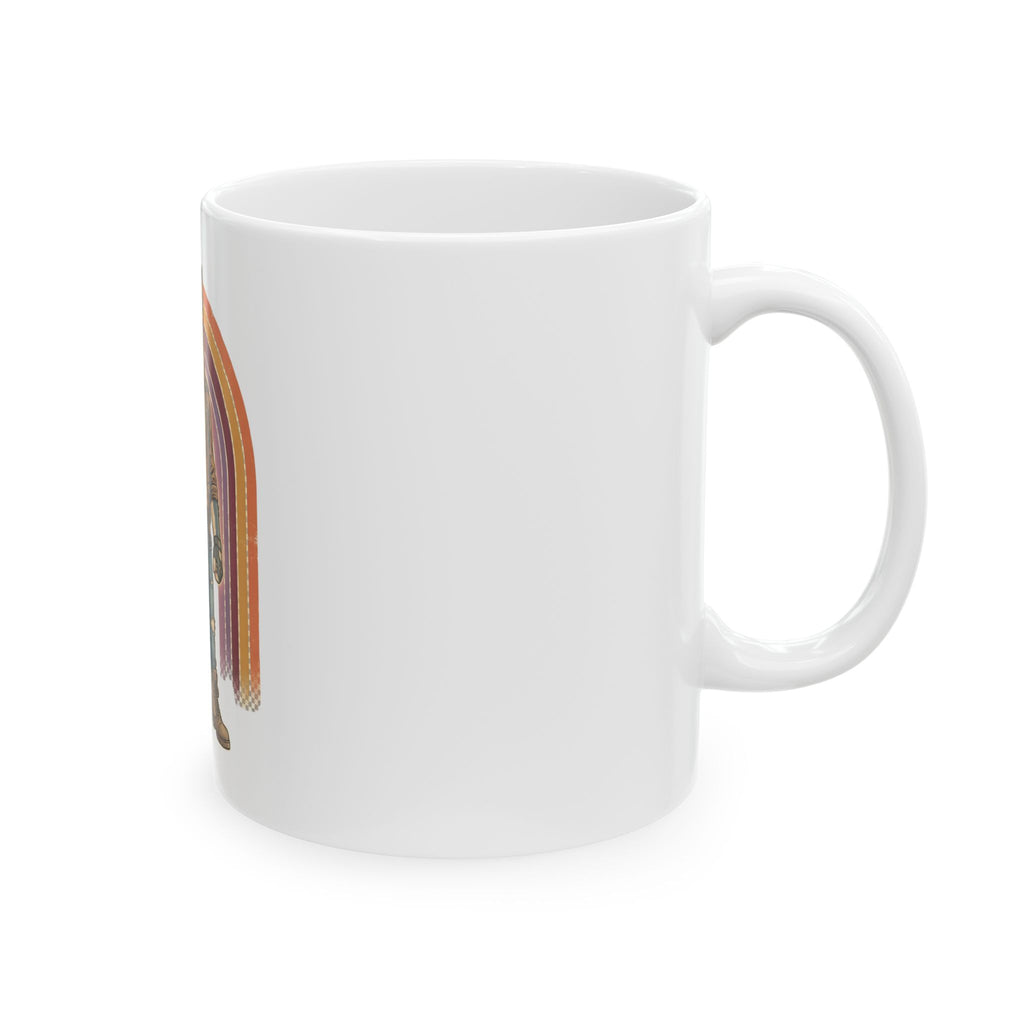 Husky Biker Ceramic Mug — Retro Rainbow Cool Dog Coffee Cup (11oz/15oz)
