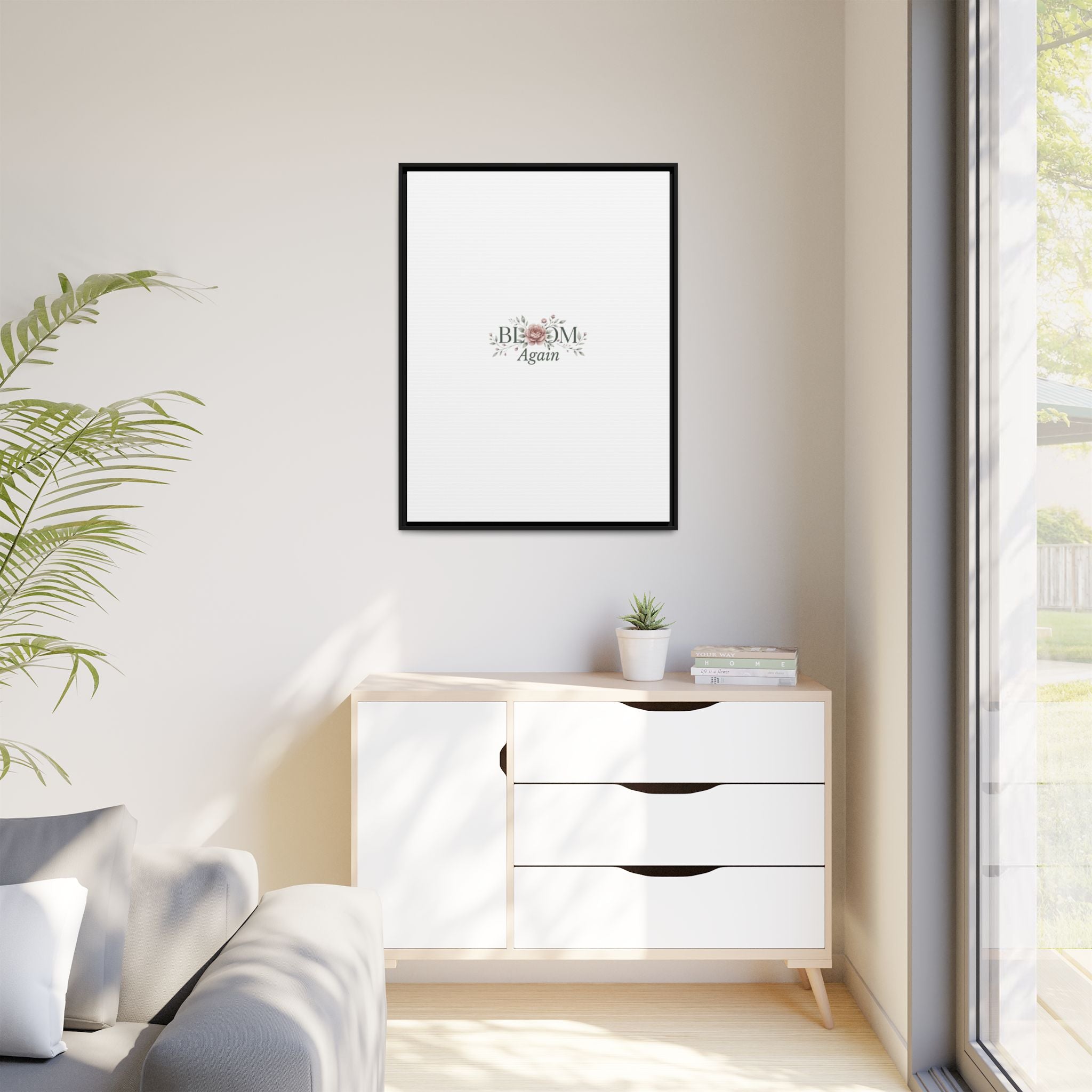 Bless Me Again Floral Matte Canvas Print, Framed Wall Art