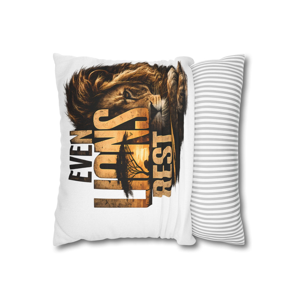 Decorative Pillow — "Even Lions Rest" Lion Graphic Throw Pillowcase