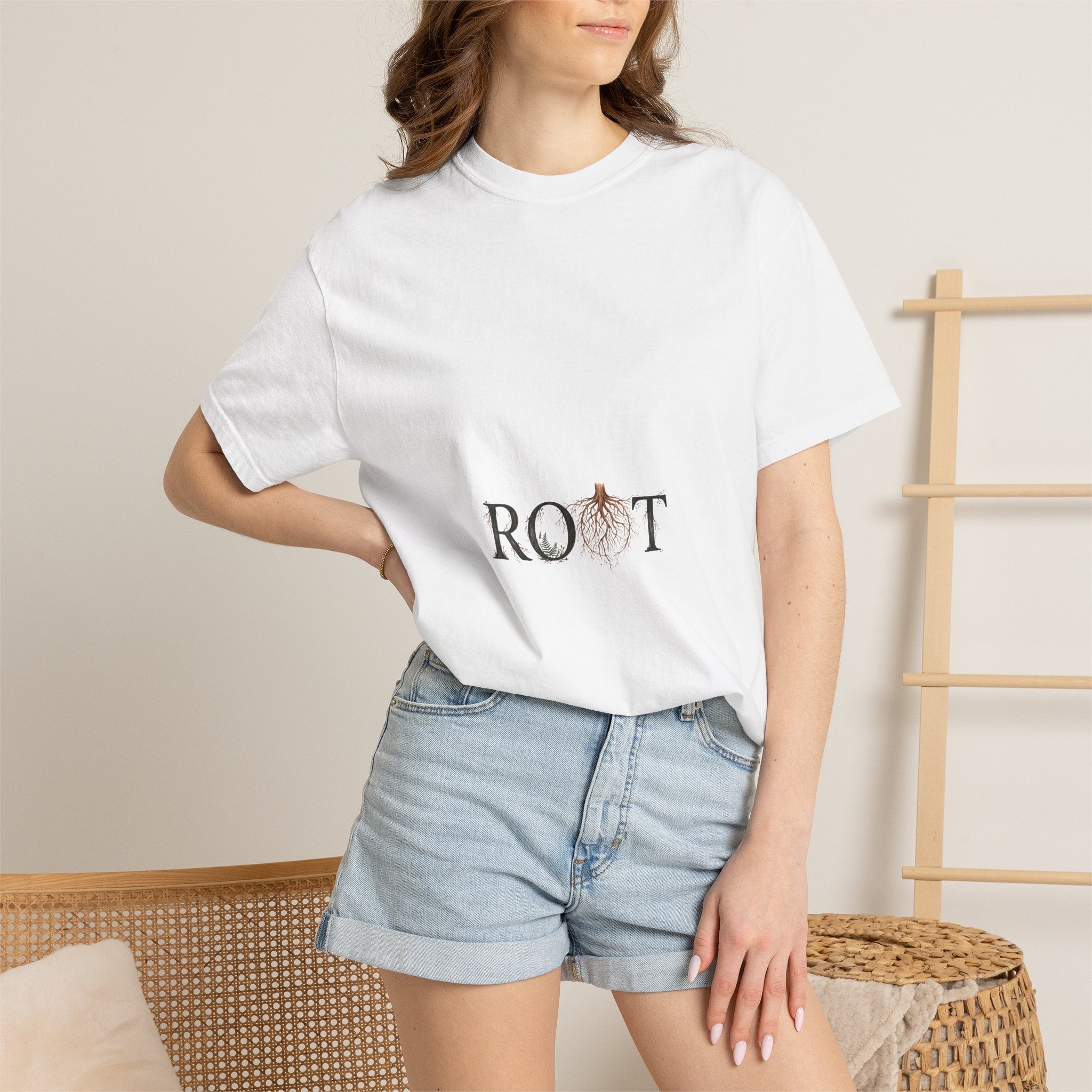 Root Floral Graphic T-Shirt — 'ROOT' Botanical Typography Tee