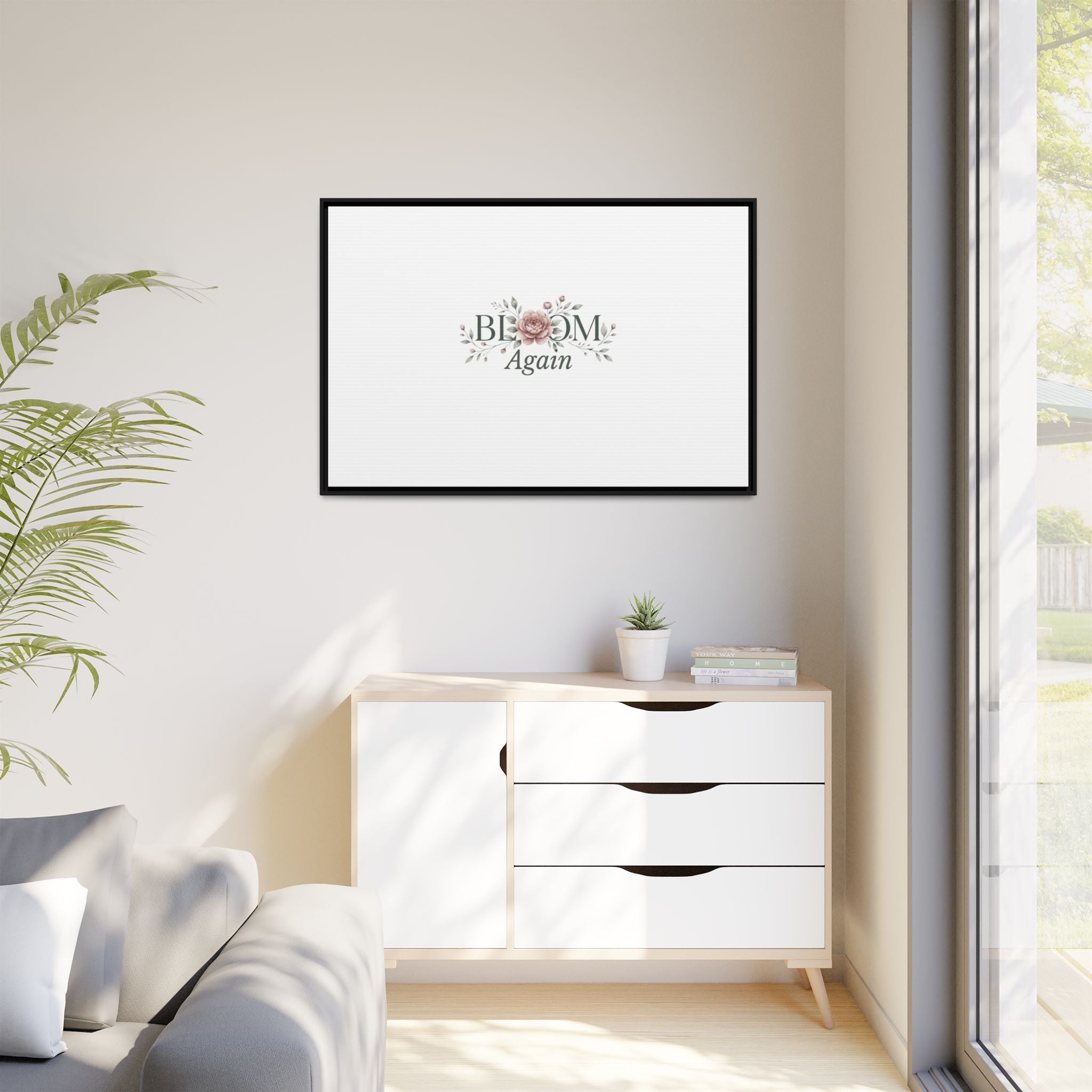 Bless Me Again Floral Matte Canvas Print, Framed Wall Art