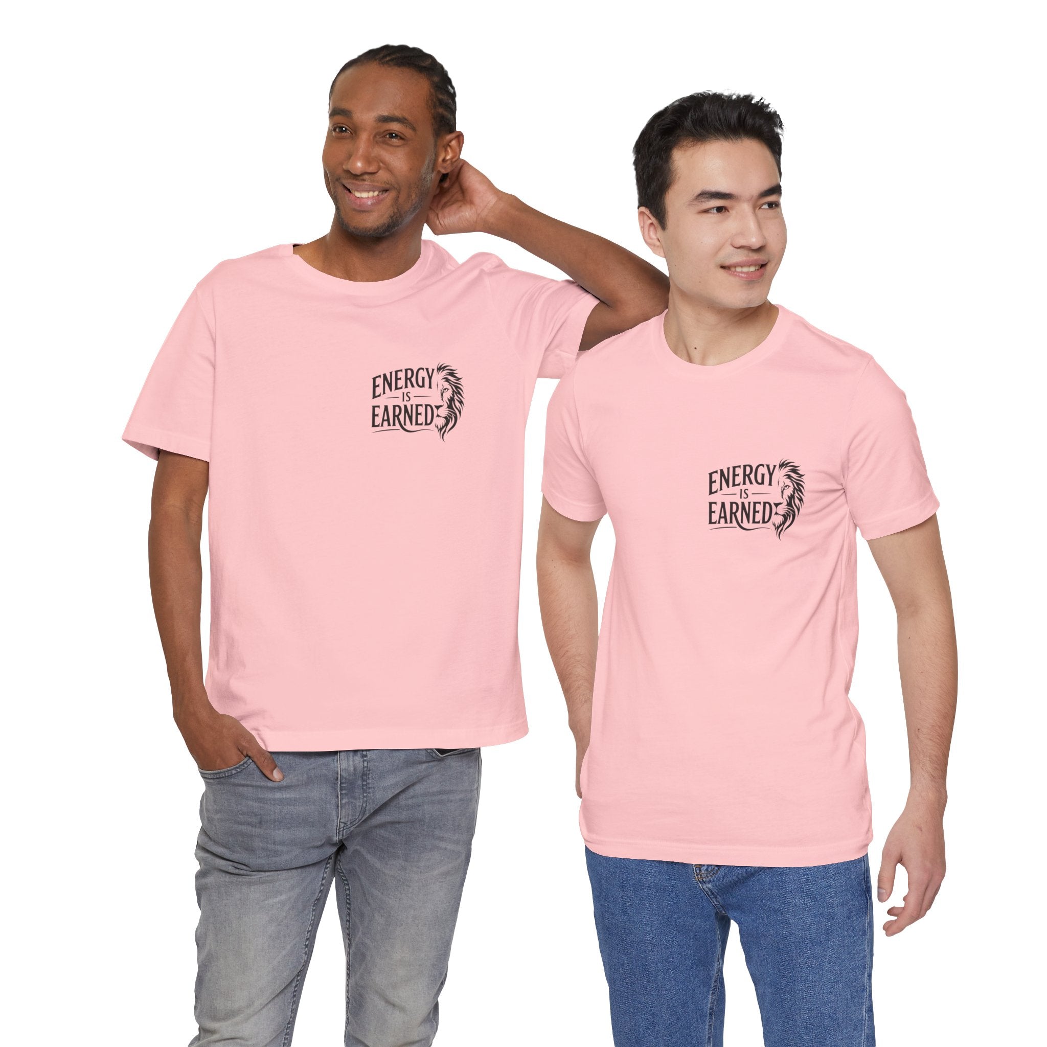 T-Shirt — "Energy Is Earned" Motivational Tee with Feather Graphic