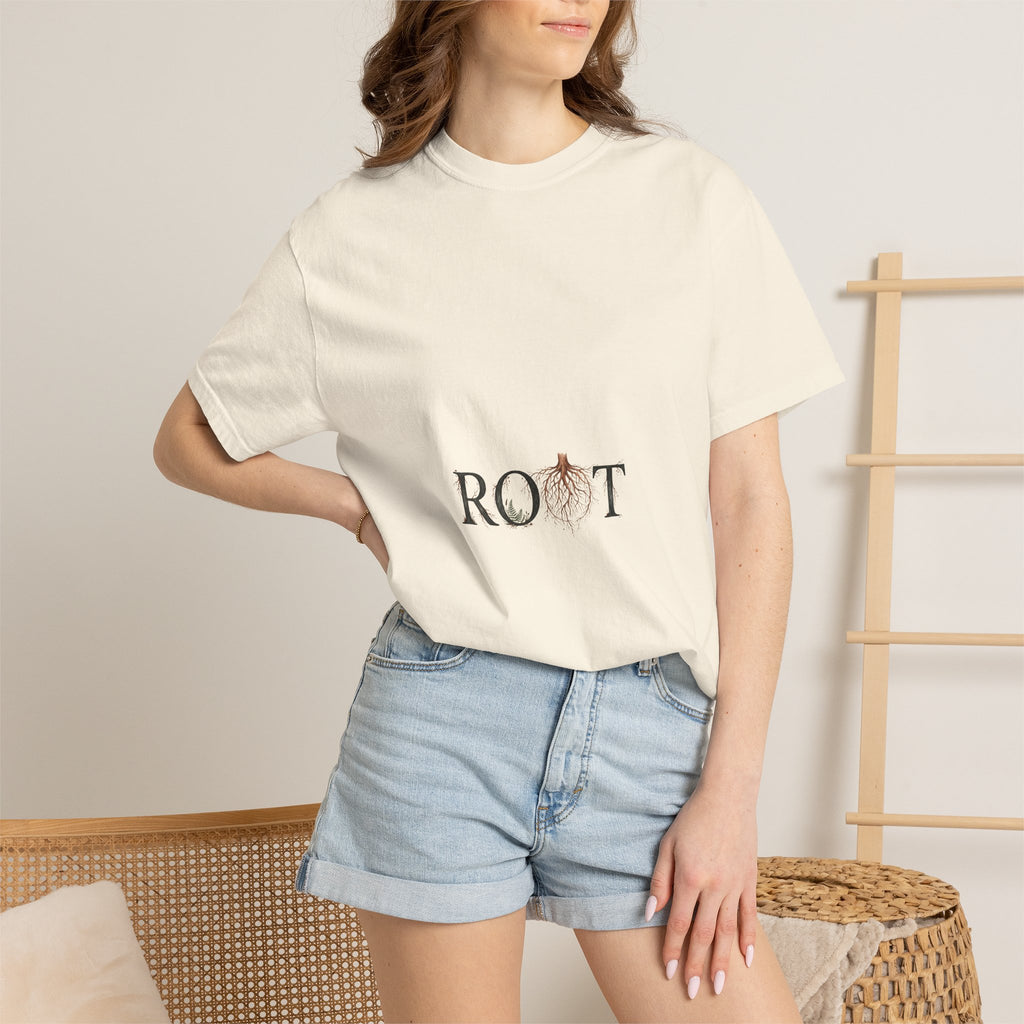 Root Floral Graphic T-Shirt — 'ROOT' Botanical Typography Tee