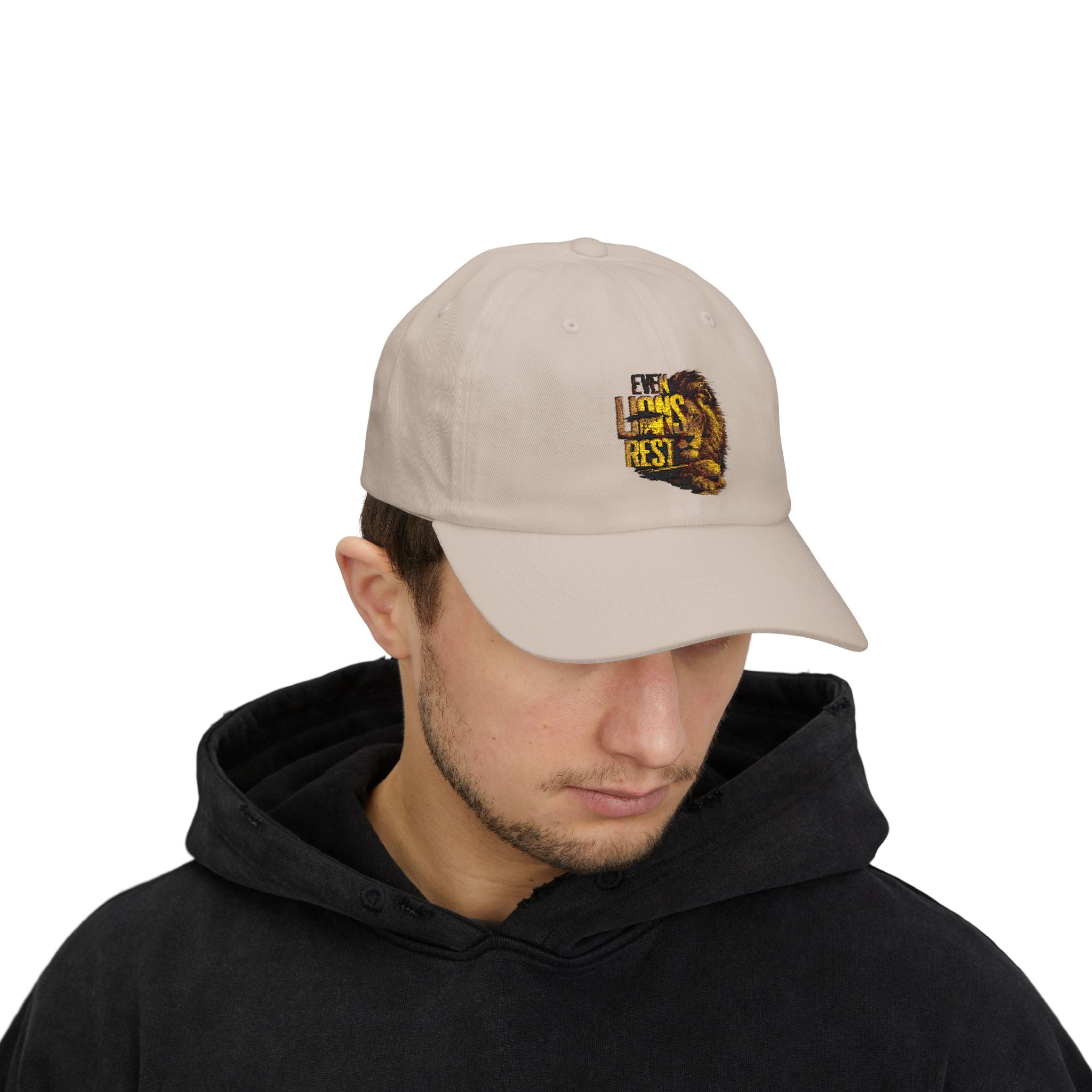 Lion Graphic Dad Cap — "Ever Lifts Rest" Embroidered Baseball Hat