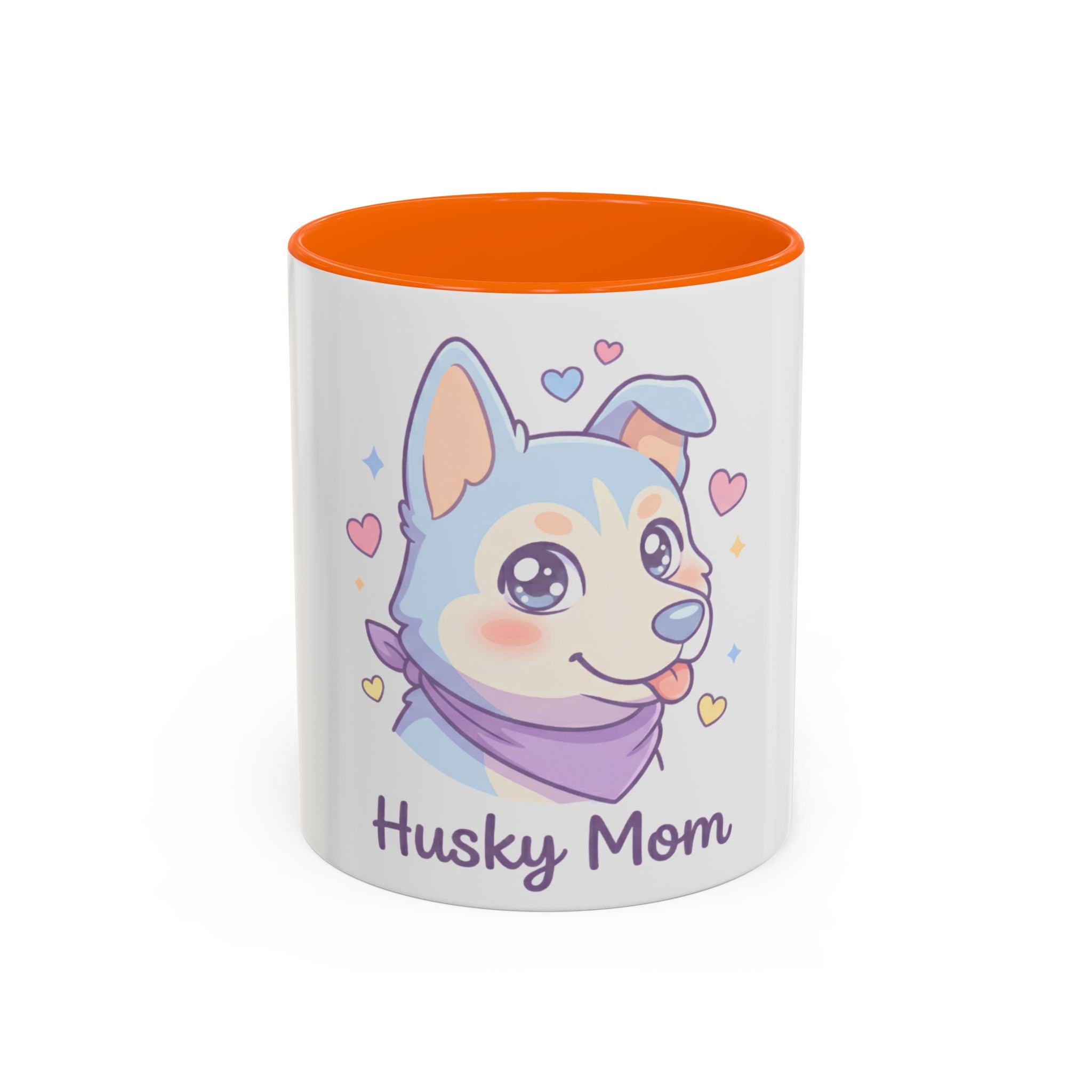 Husky Mom Accent Coffee Mug — Cute Pastel Husky Mother Dog Design (11/15oz)