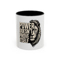 Power Doesn't Prove Itself Lion Coffee Mug — Motivational Accent Mug (11/15 oz)