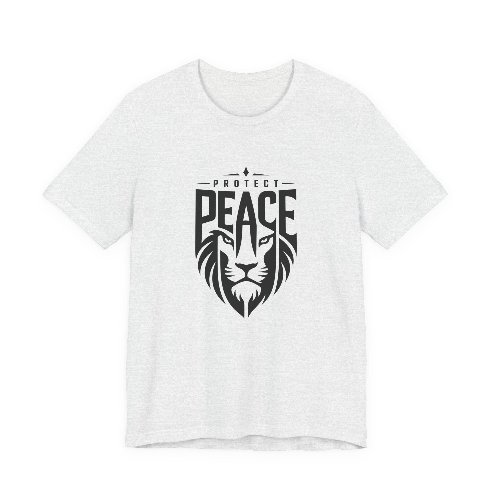 Protect Peace Lion T-Shirt — Graphic Tee with Lion Shield Design