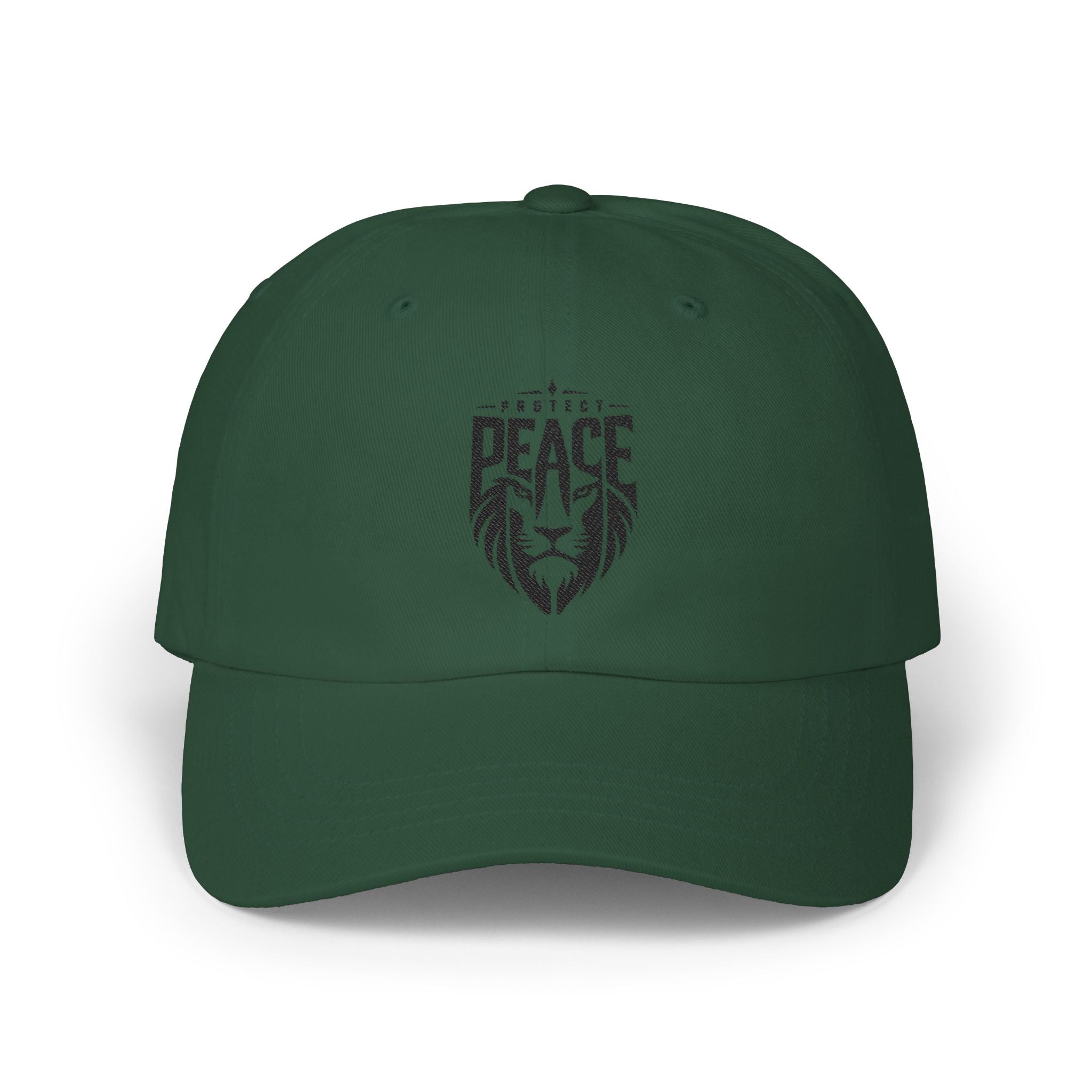 Dad Cap — Lion 'Peace' Shield Embroidered Baseball Hat