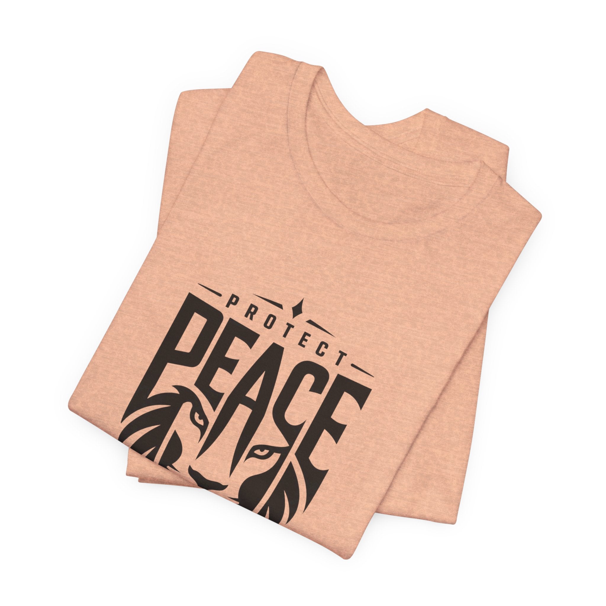 Protect Peace Lion T-Shirt — Graphic Tee with Lion Shield Design