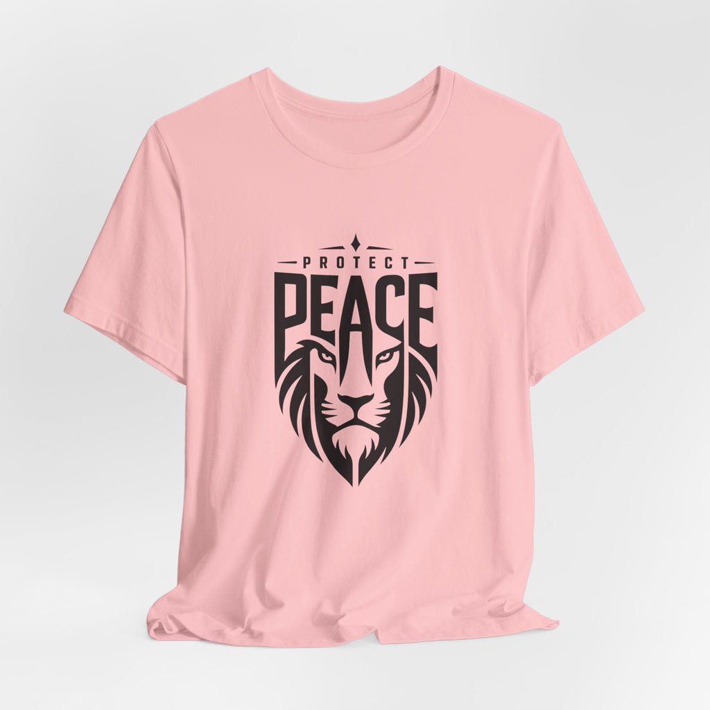 Protect Peace Lion T-Shirt — Graphic Tee with Lion Shield Design