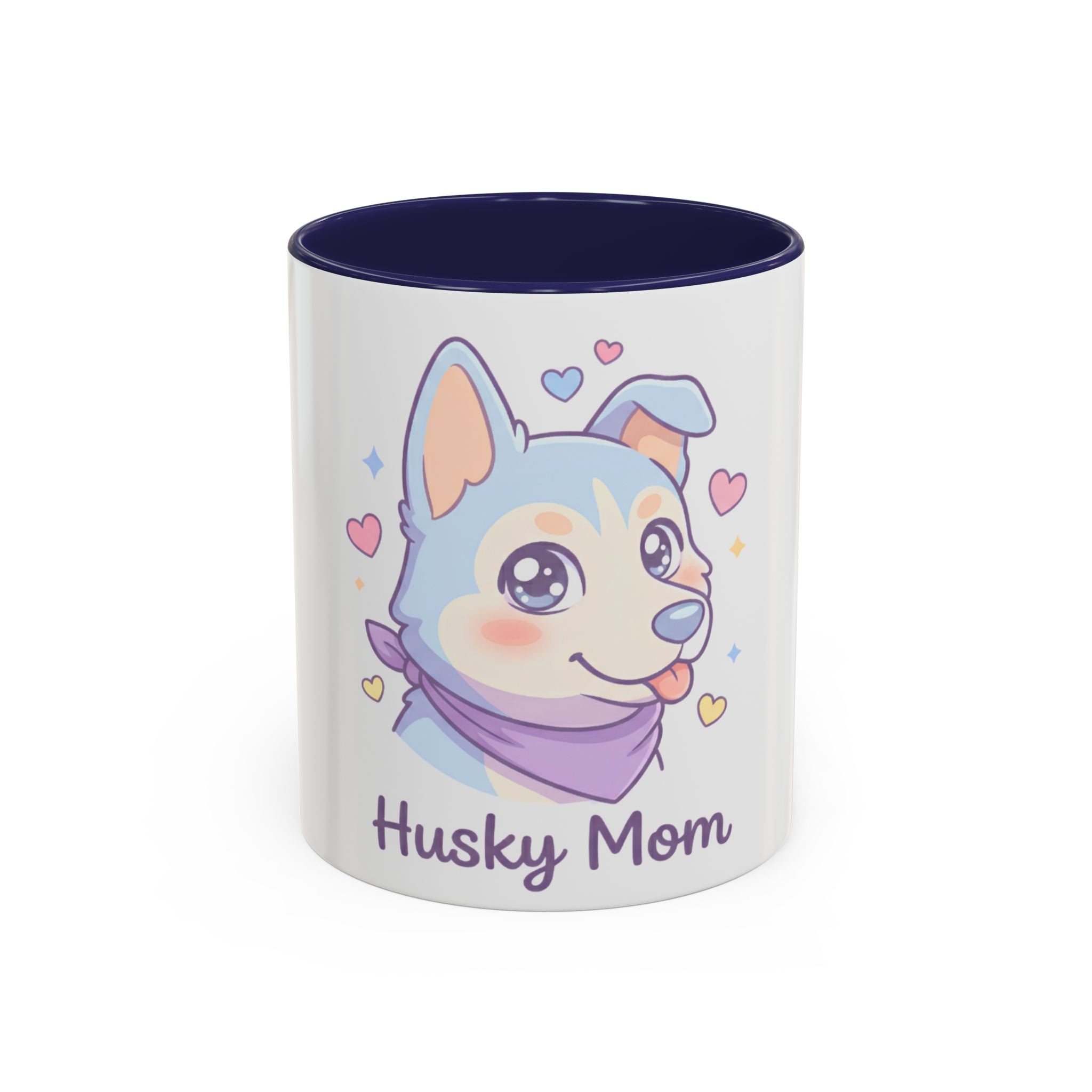 Husky Mom Accent Coffee Mug — Cute Pastel Husky Mother Dog Design (11/15oz)