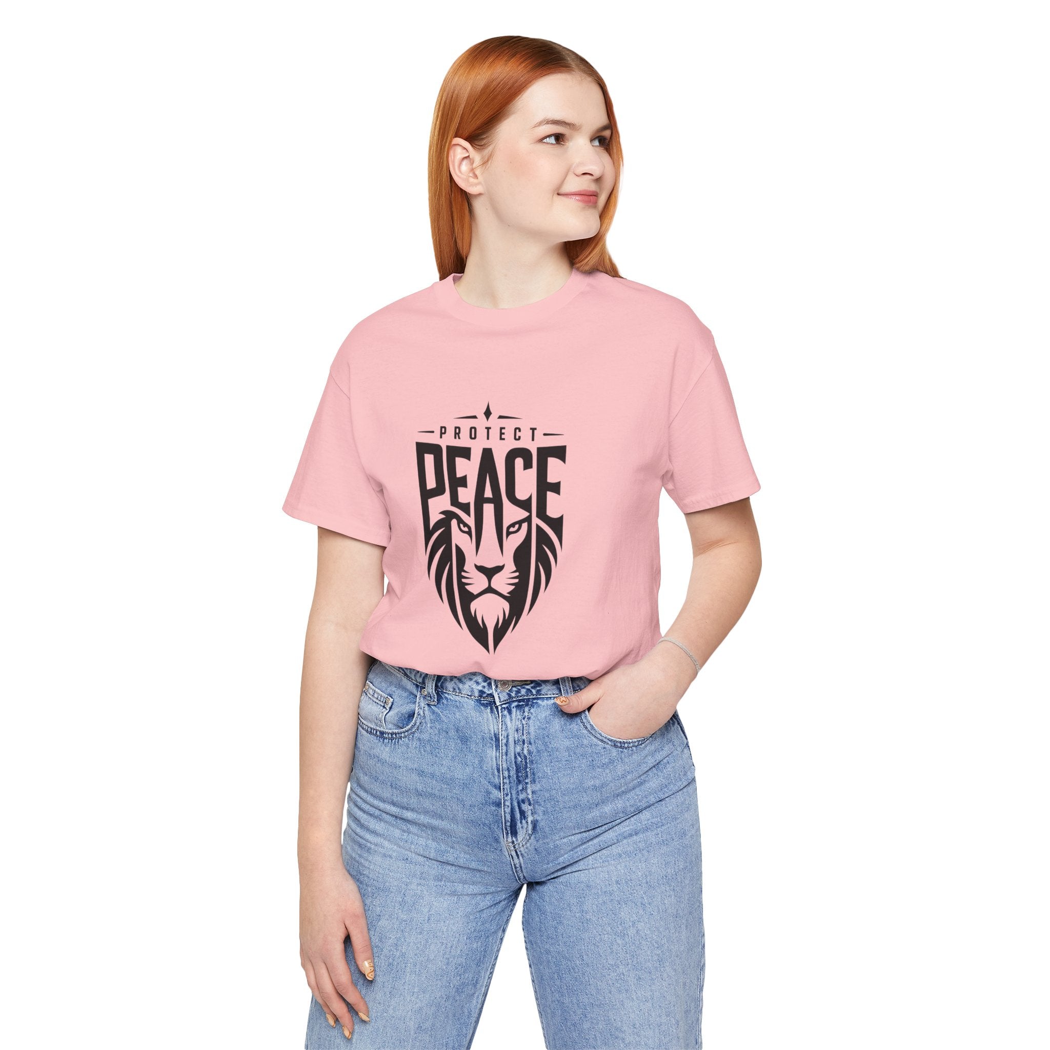 Protect Peace Lion T-Shirt — Graphic Tee with Lion Shield Design
