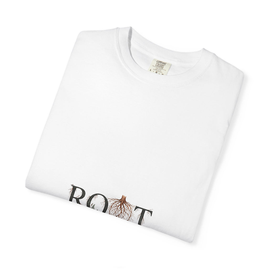 Root Floral Graphic T-Shirt — 'ROOT' Botanical Typography Tee