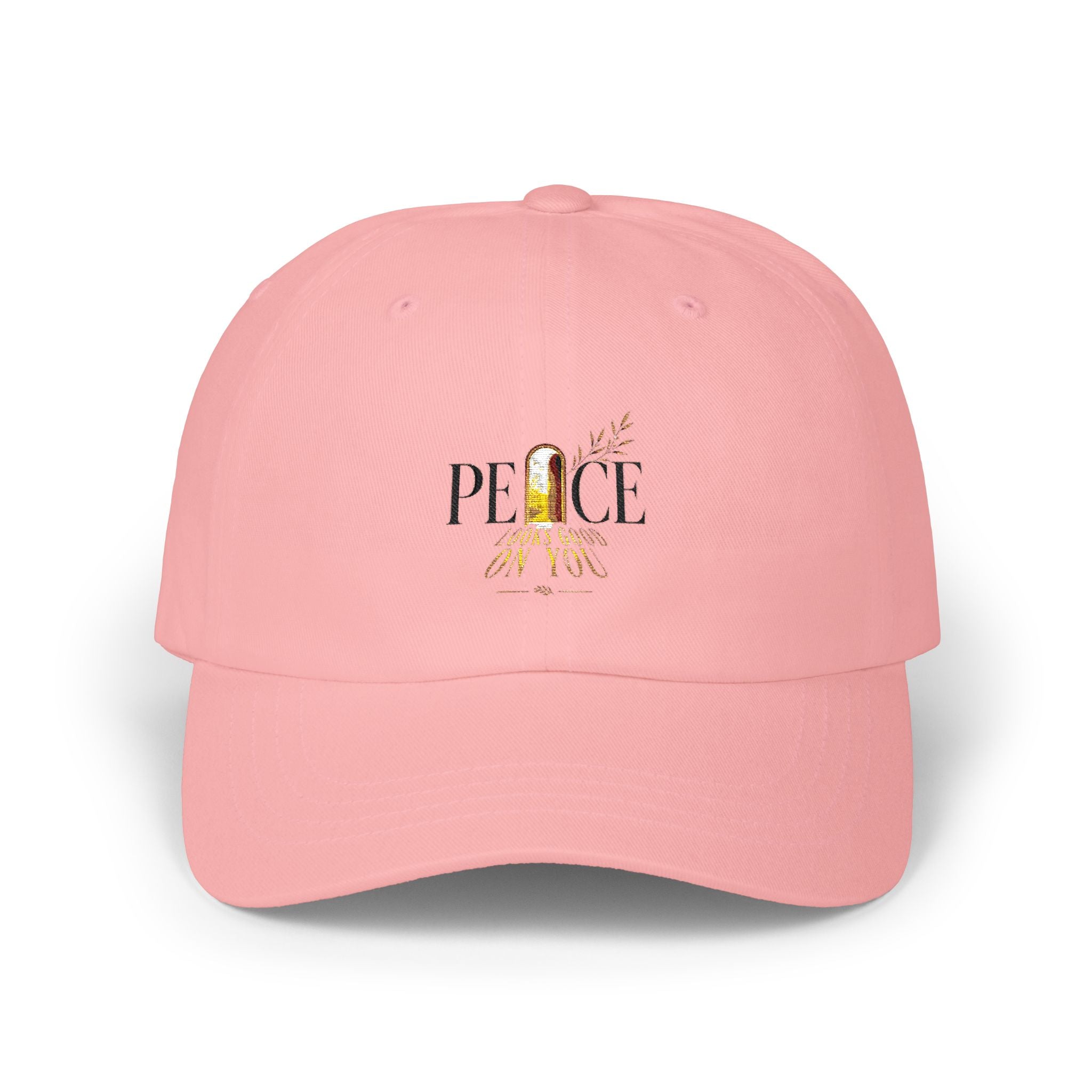 Peace Sunrise Dad Cap – Minimalist White Embroidered Hat