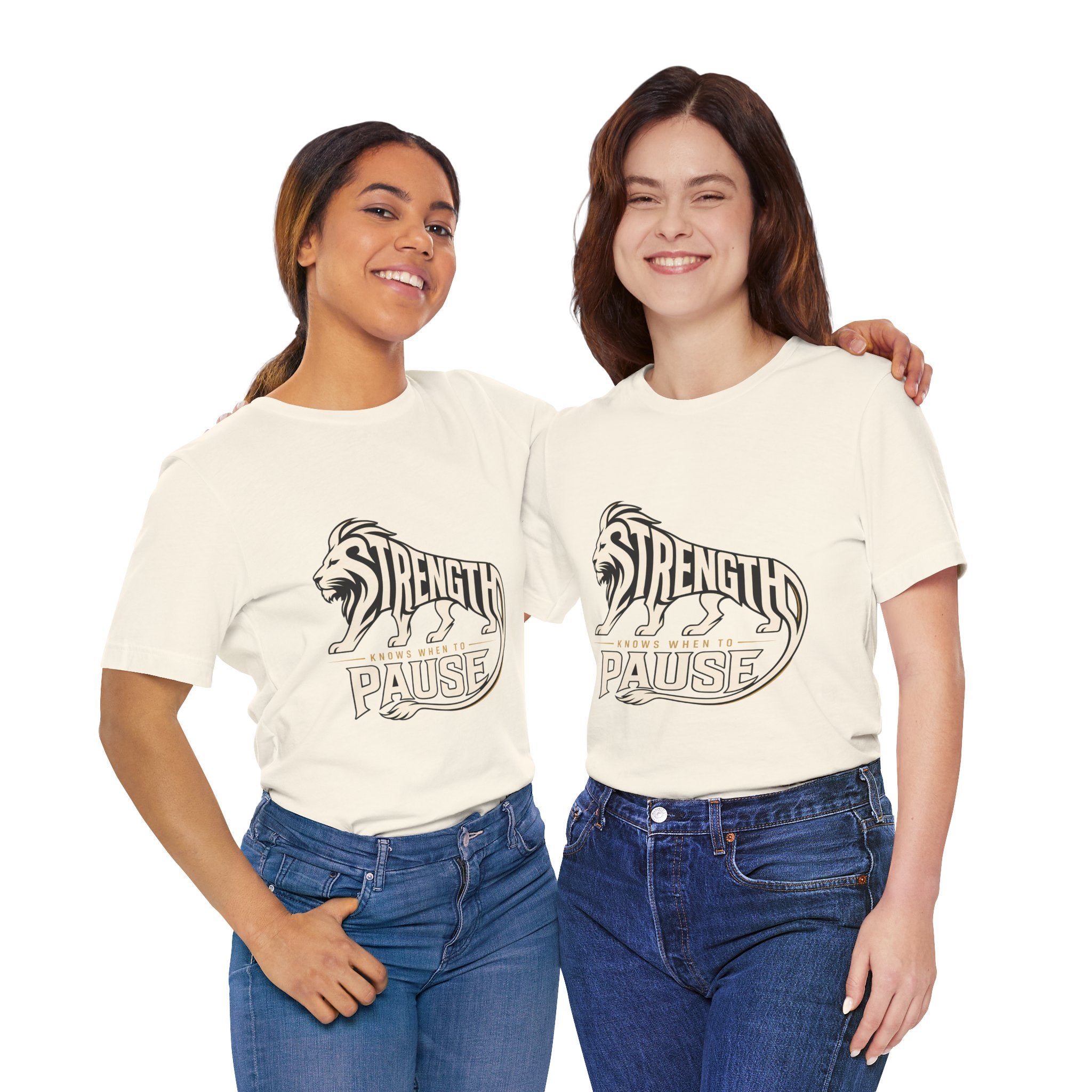 Strength In Pause T-Shirt — Lion Graphic Motivational Tee