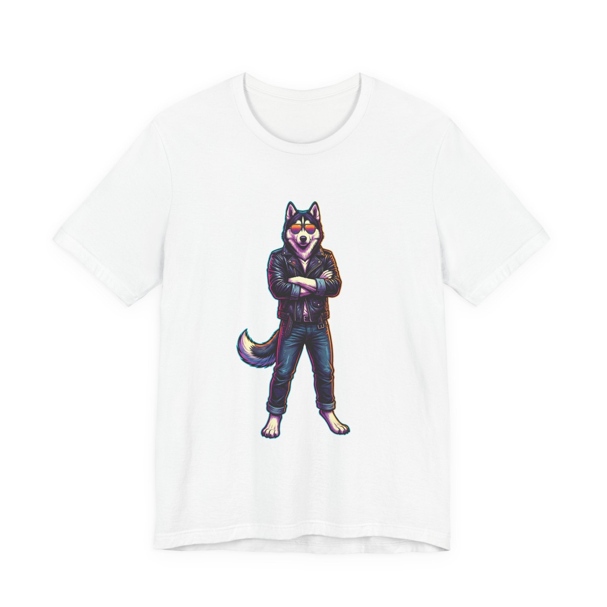 Cool Husky Graphic Tee — Standing Husky in Jacket T-Shirt