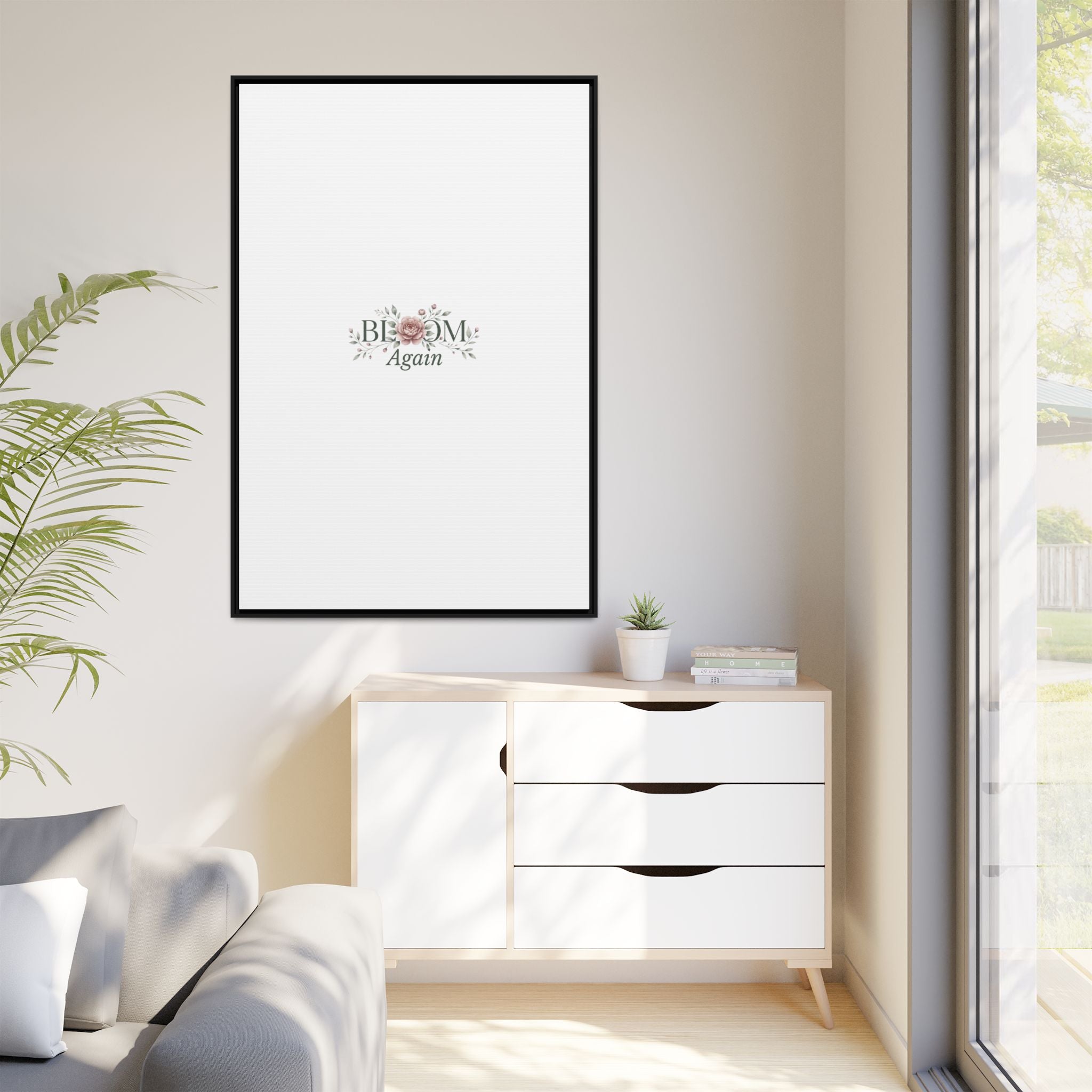 Bless Me Again Floral Matte Canvas Print, Framed Wall Art