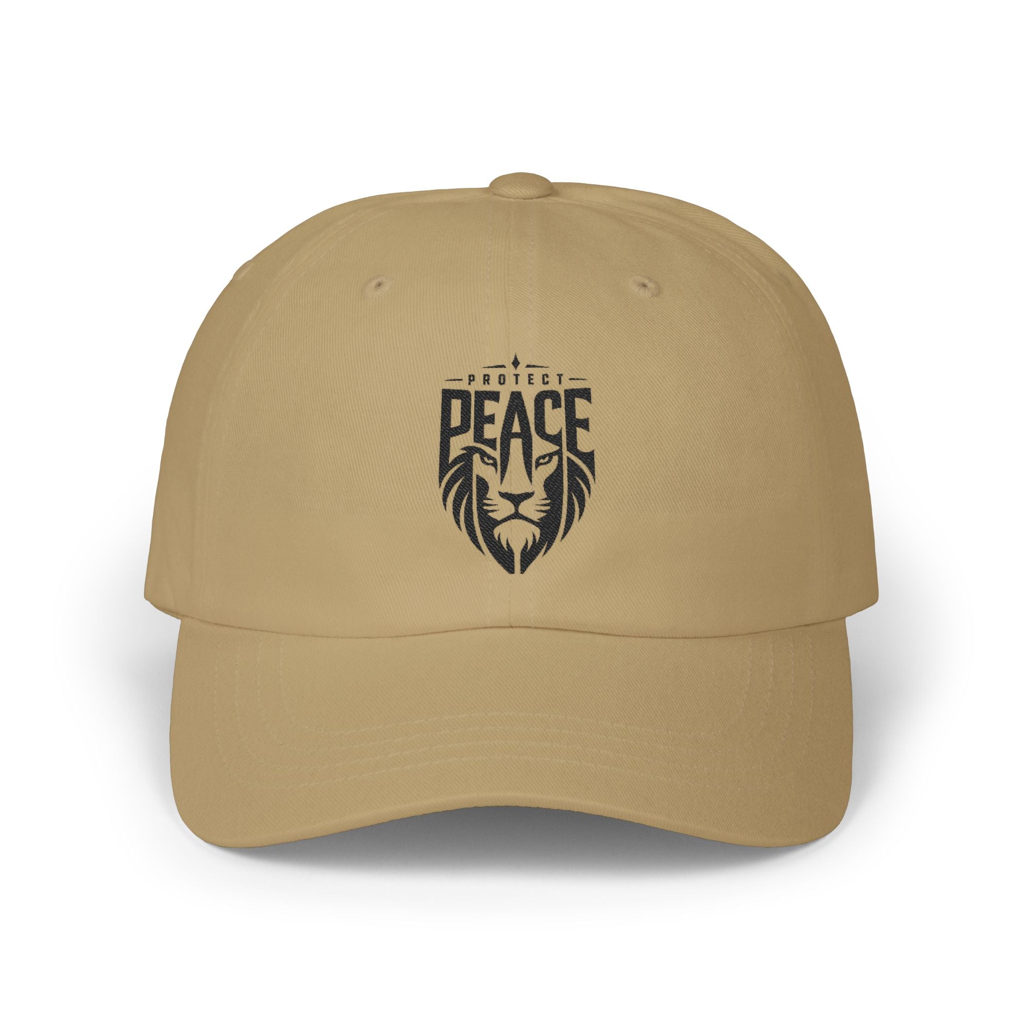 Dad Cap — Lion 'Peace' Shield Embroidered Baseball Hat