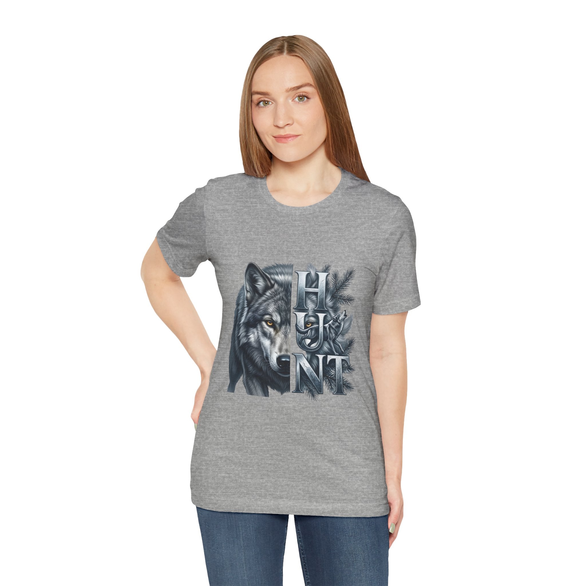 Wolf Elk Hunt T‑Shirt — Graphic Wildlife Hunting Tee