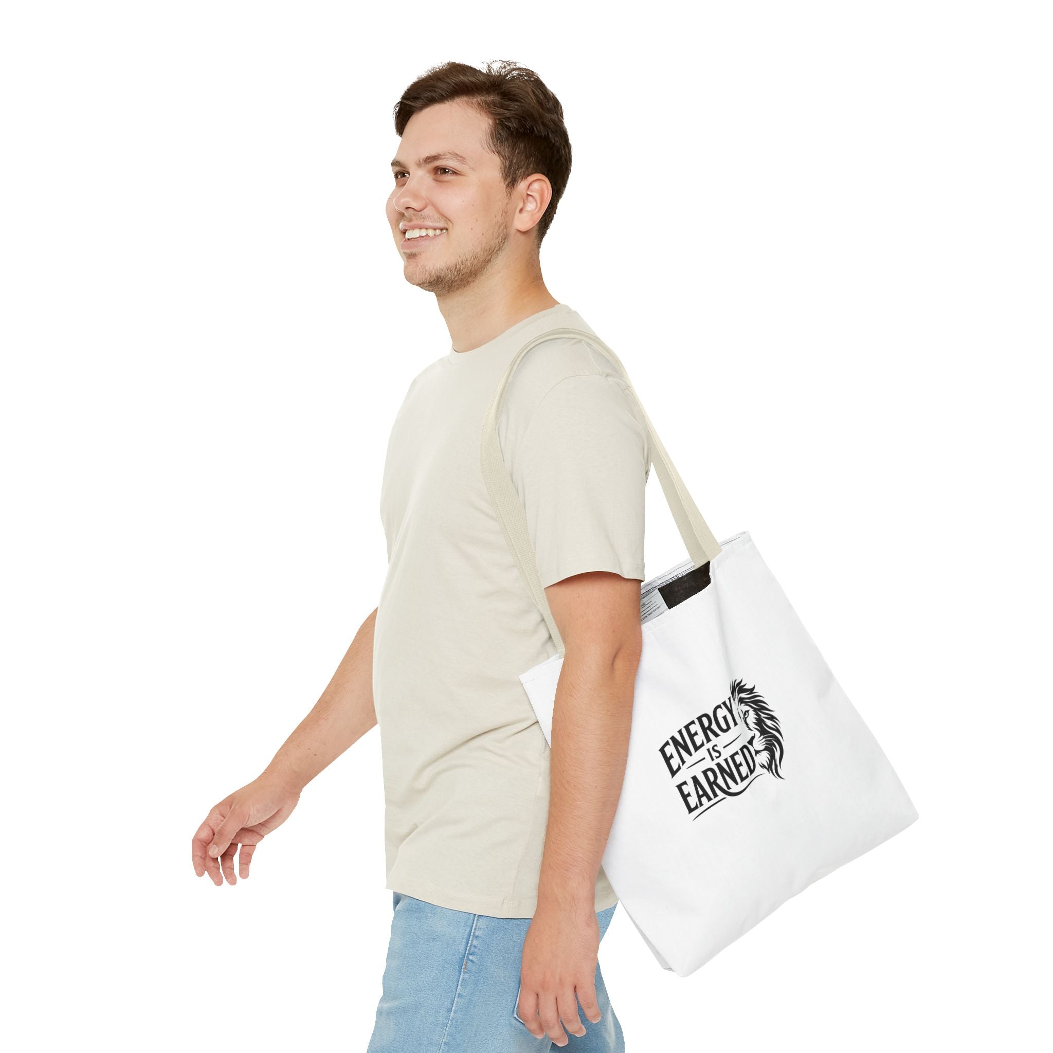 Energy Is Earned Tote Bag - Motivational Gym & Fitness Canvas Tote