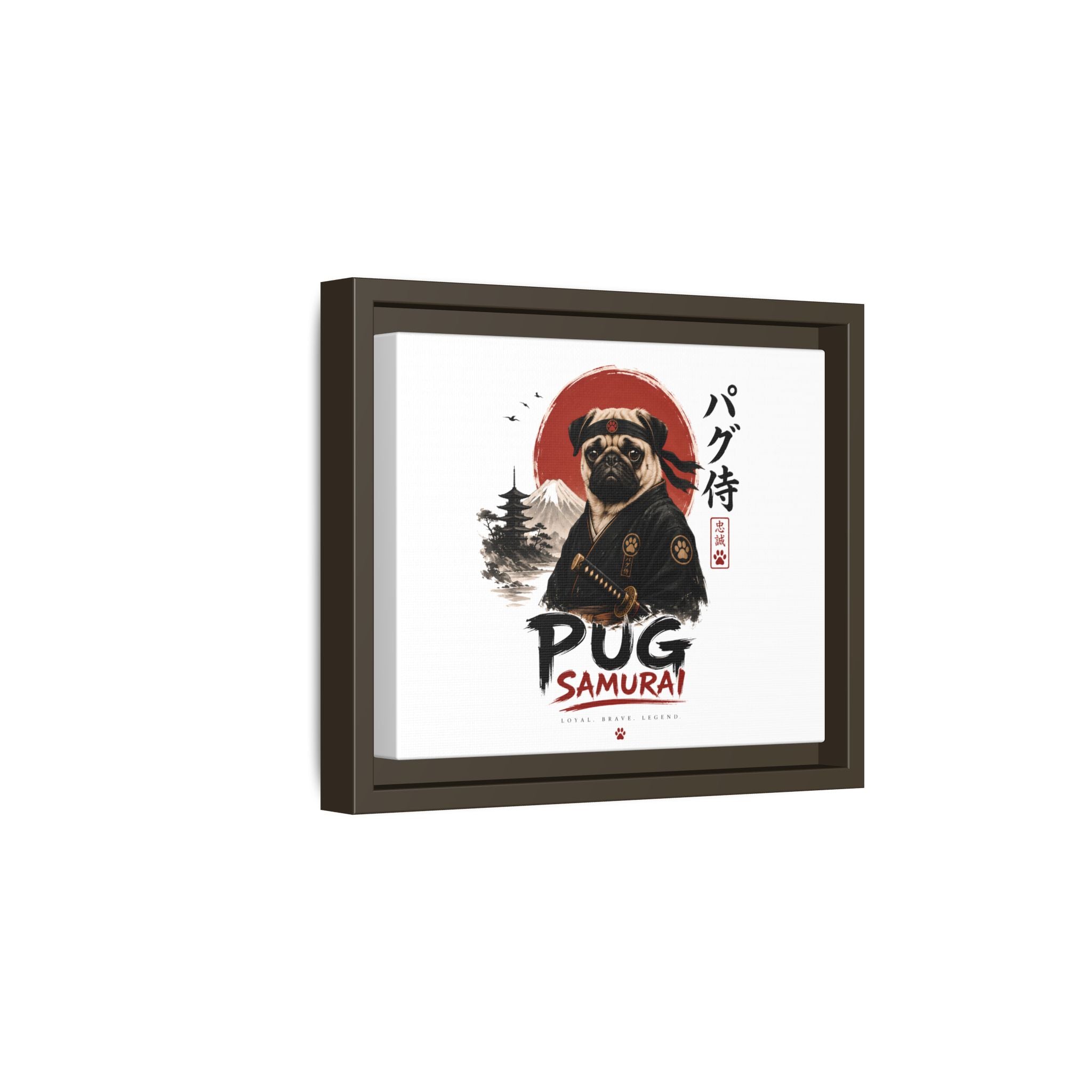 Pug Samurai Canvas Print — Framed Matte Wall Art