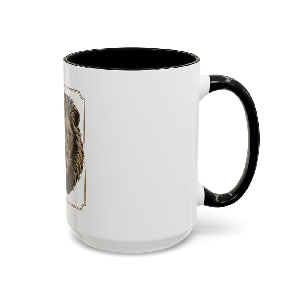 Lion 'Power Doesn't Prove Itself' Accent Coffee Mug — Motivational Animal Quote
