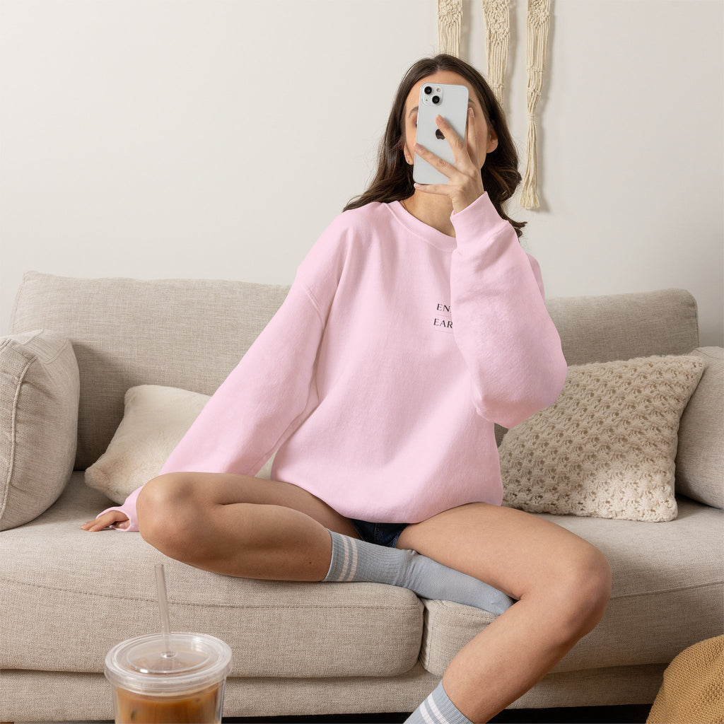Energy Earned Crewneck Sweatshirt — Minimalist Motivational Graphic
