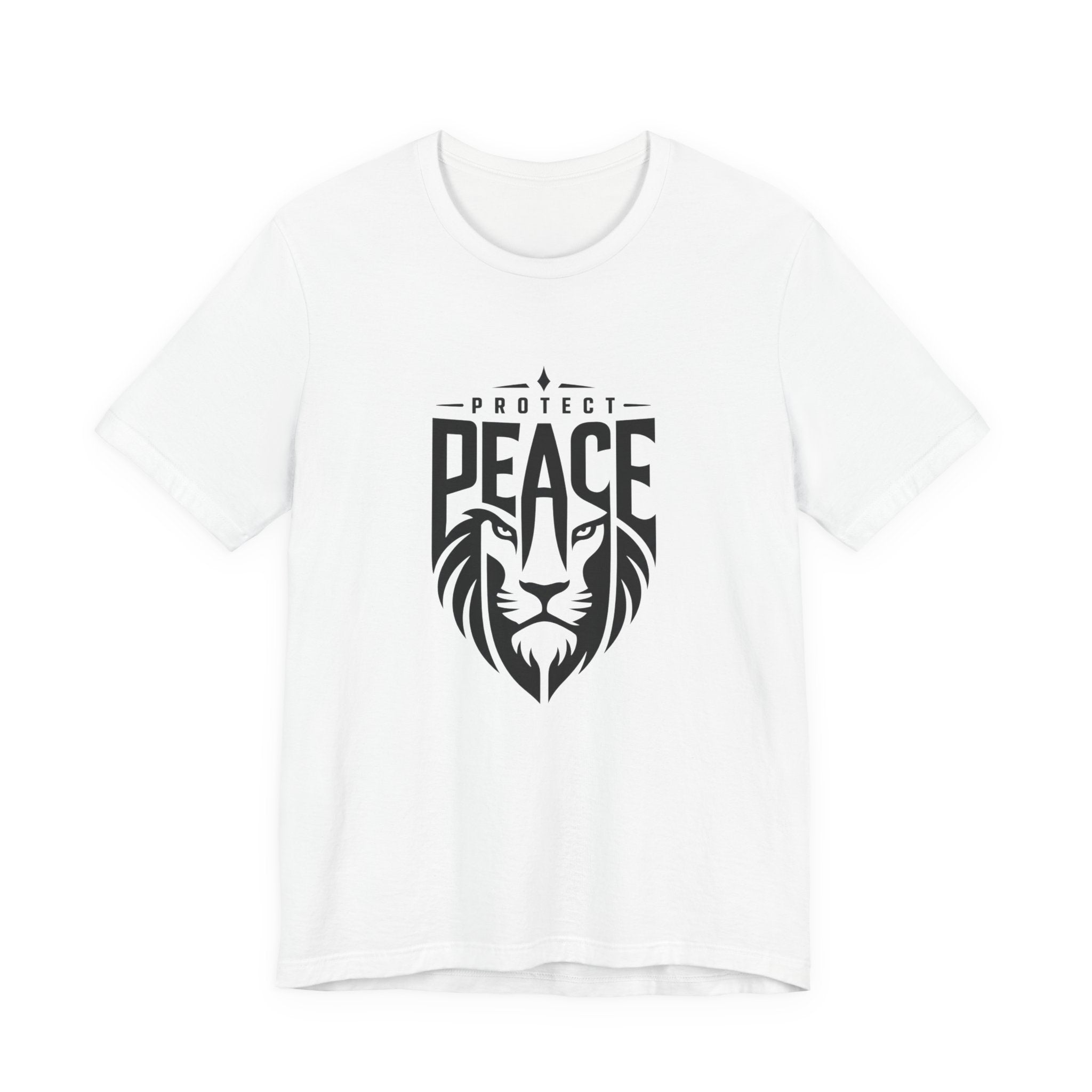 Protect Peace Lion T-Shirt — Graphic Tee with Lion Shield Design
