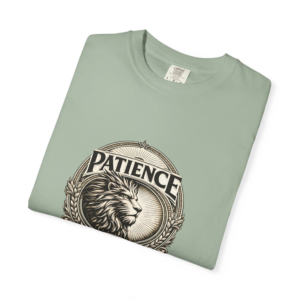 Patience Is Power Lion T-Shirt — Inspirational Vintage Crest Tee