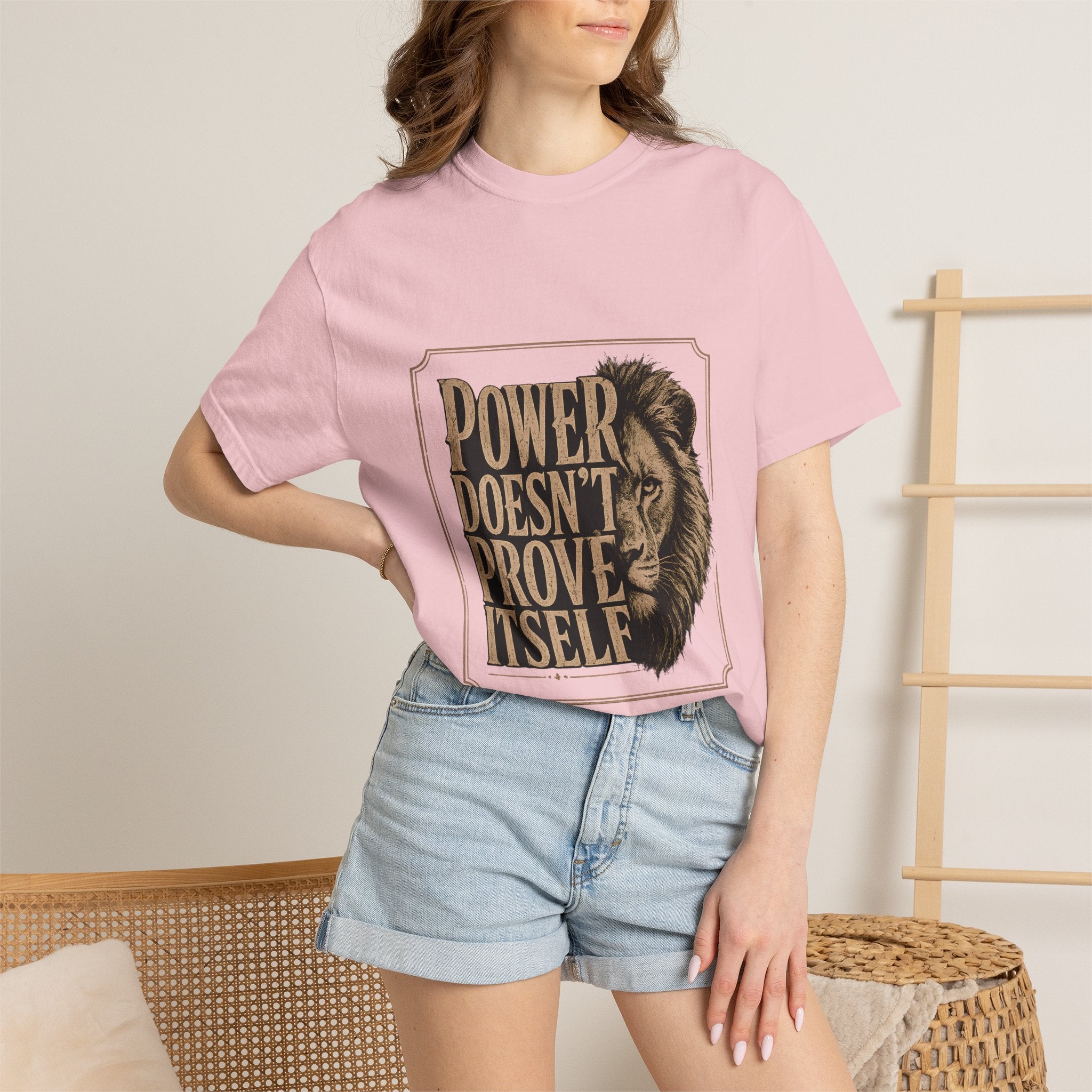 Power Doesn't Prove Itself Lion T-Shirt — Motivational Graphic Tee