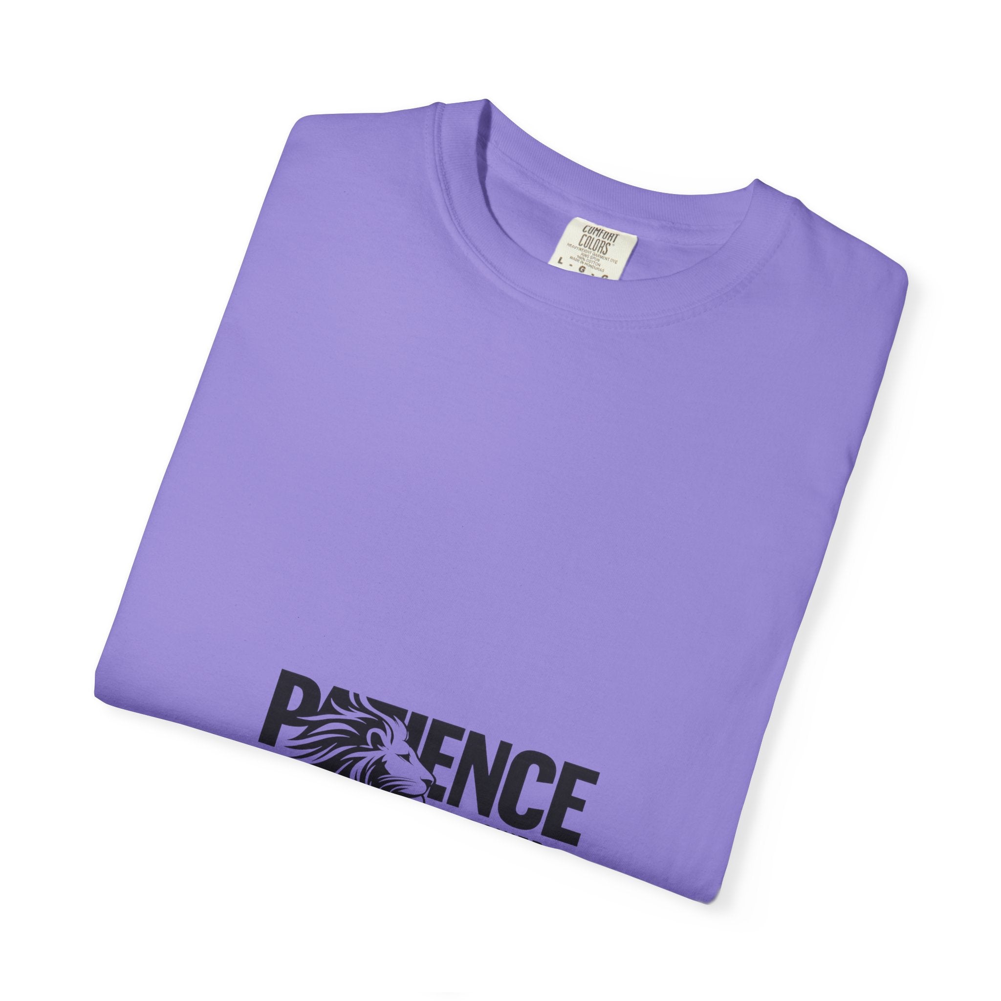 Patience Is Power T‑Shirt — Lion Graphic Inspirational Tee