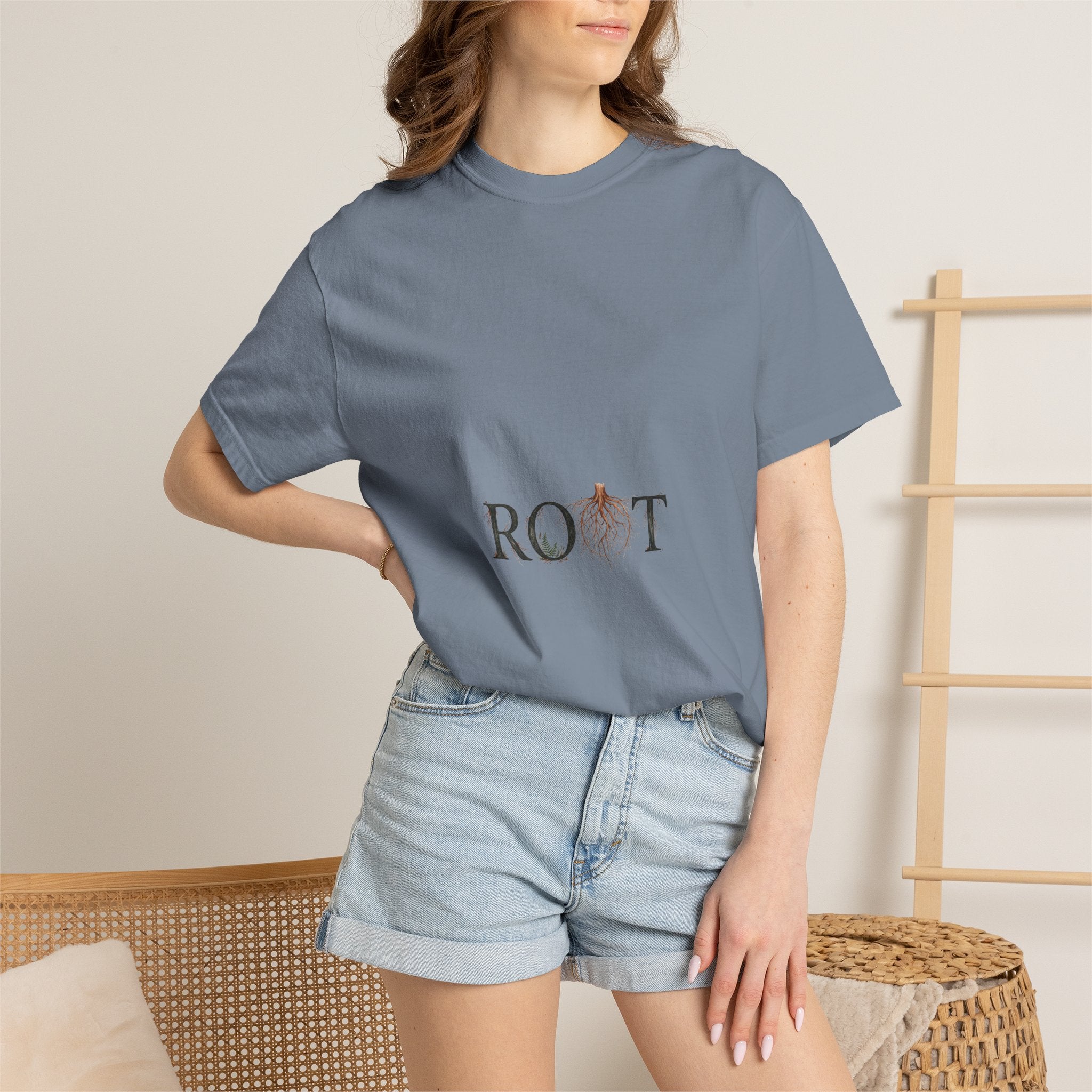 Root Floral Graphic T-Shirt — 'ROOT' Botanical Typography Tee